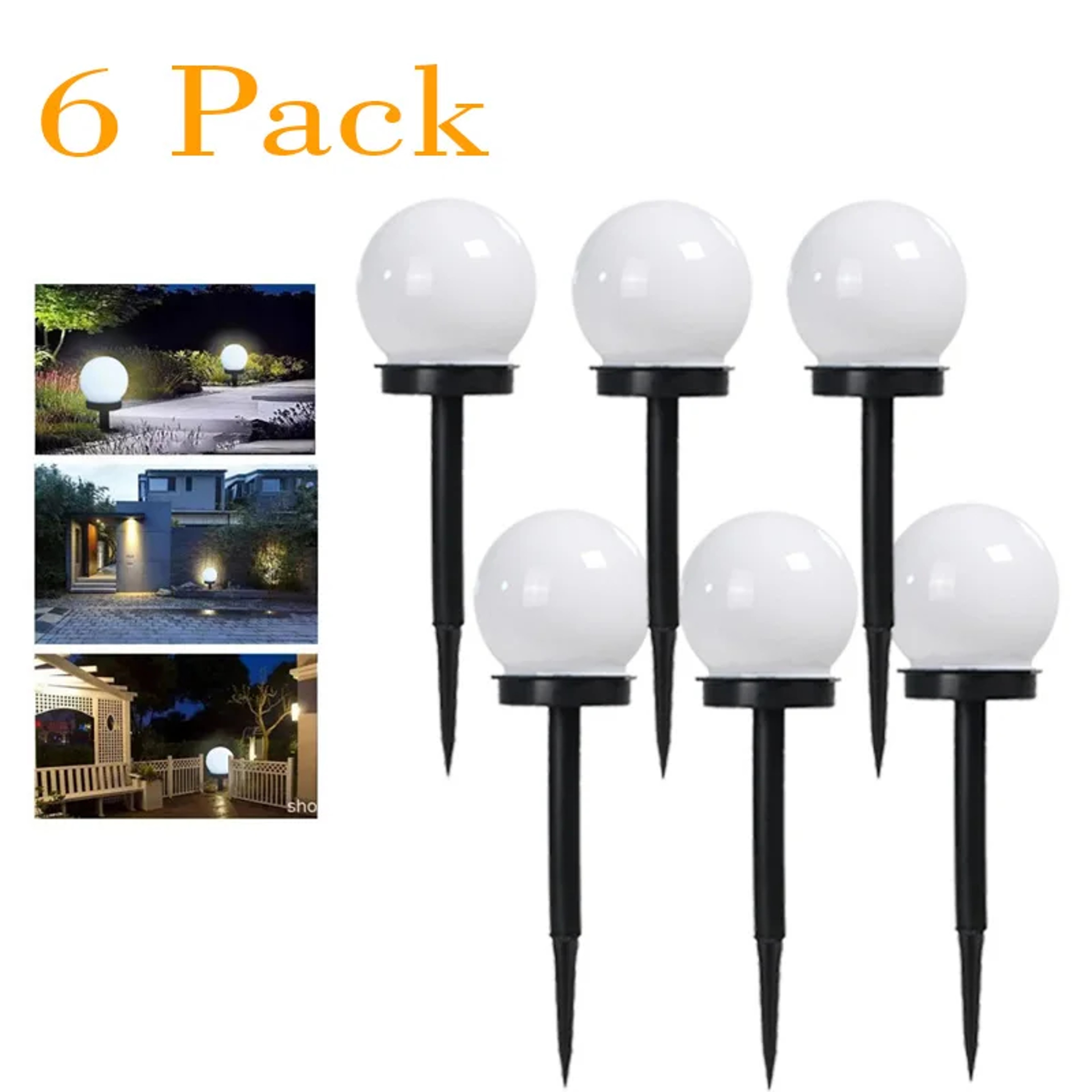 Solar LED Garden Globe Lights Waterproof Outdoor Pathway  Yard Lighting Set 8