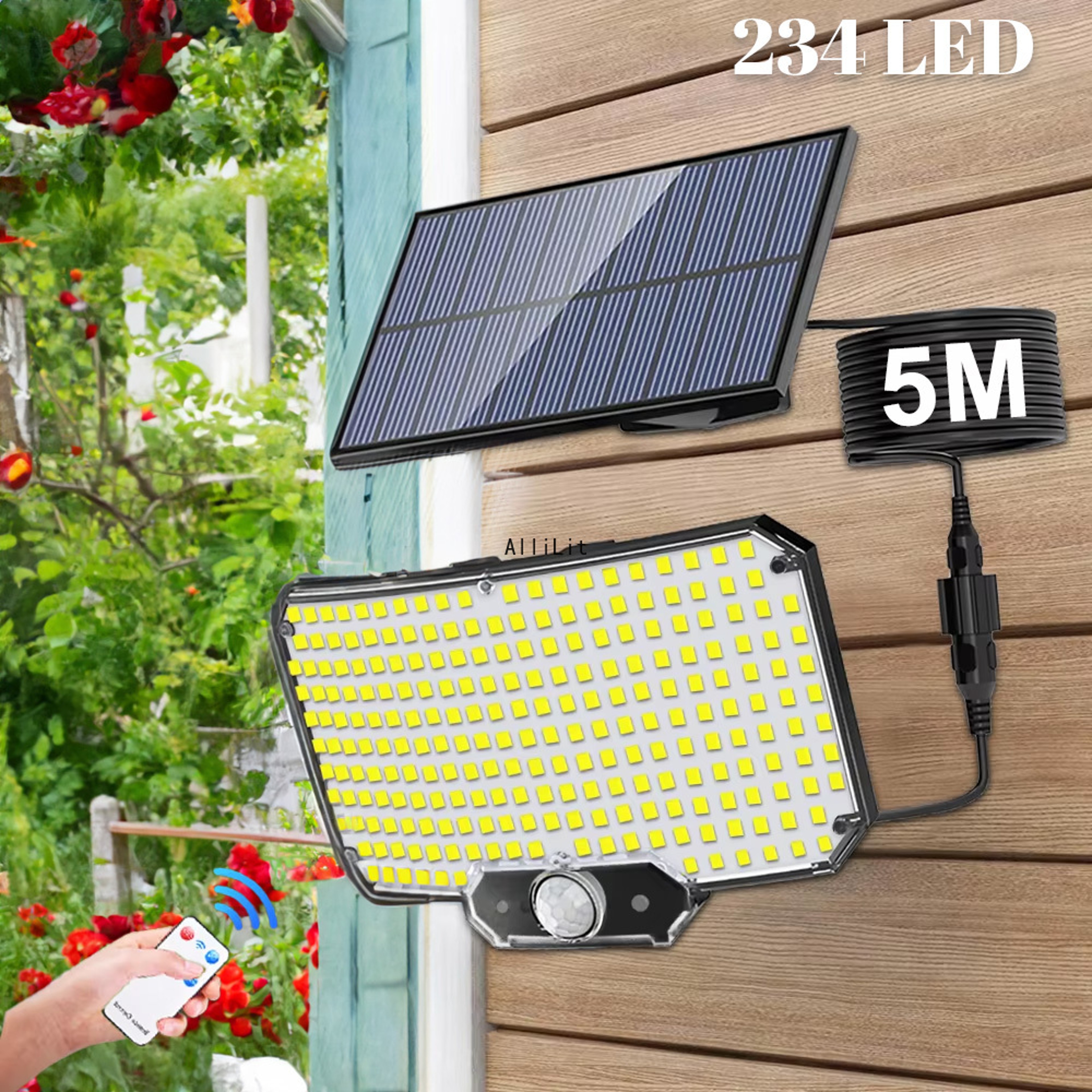 Solar Motion Sensor Security Lights Waterproof Outdoor Floodlight with Remote – view 1