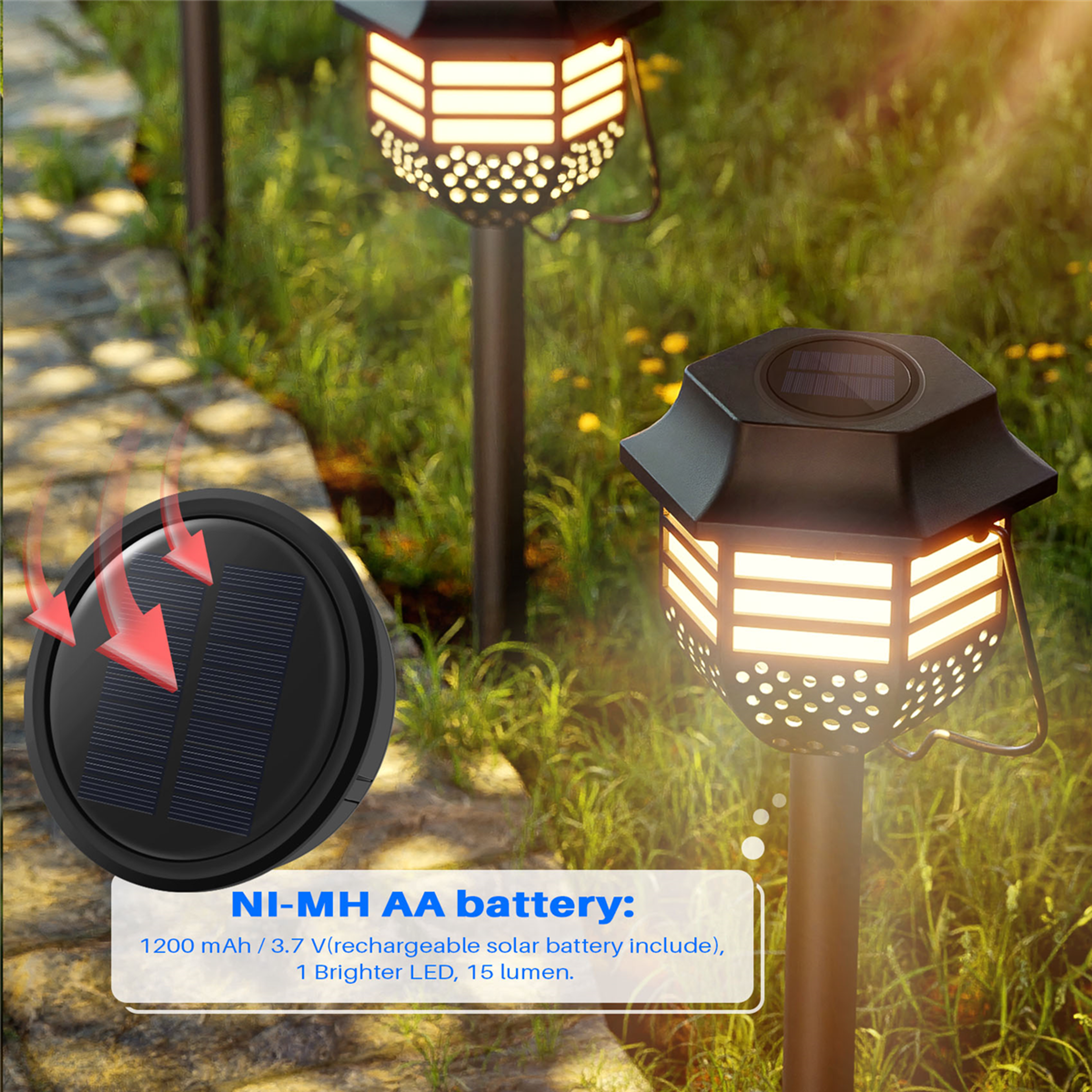 Solar Lantern Replacement Top with LED Panel High Efficiency Outdoor Hanging Light Upgrade – view 5