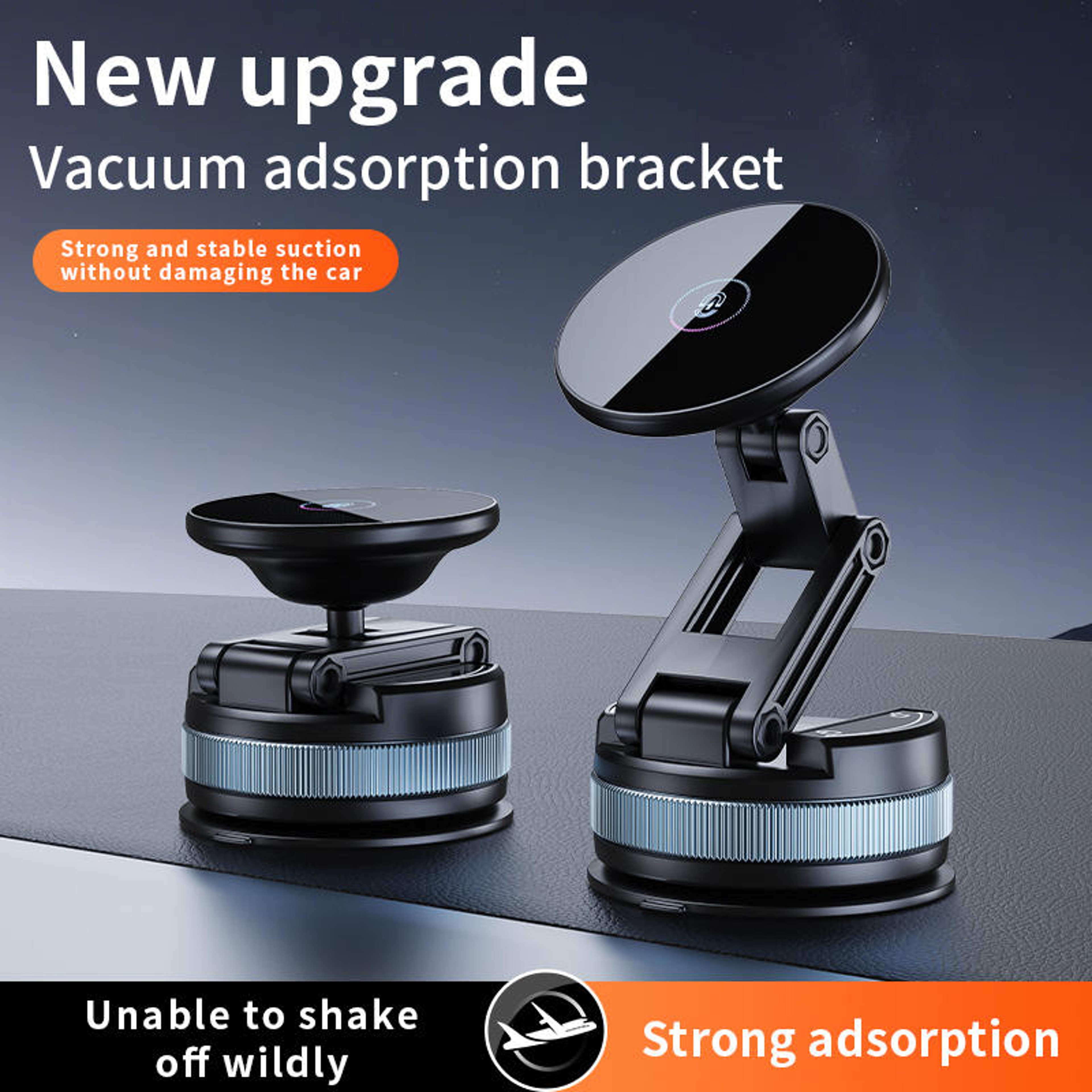 Magnetic Car Phone Mount with Vacuum Suction Foldable Extendable Holder for Dashboard & Windshield – view 1