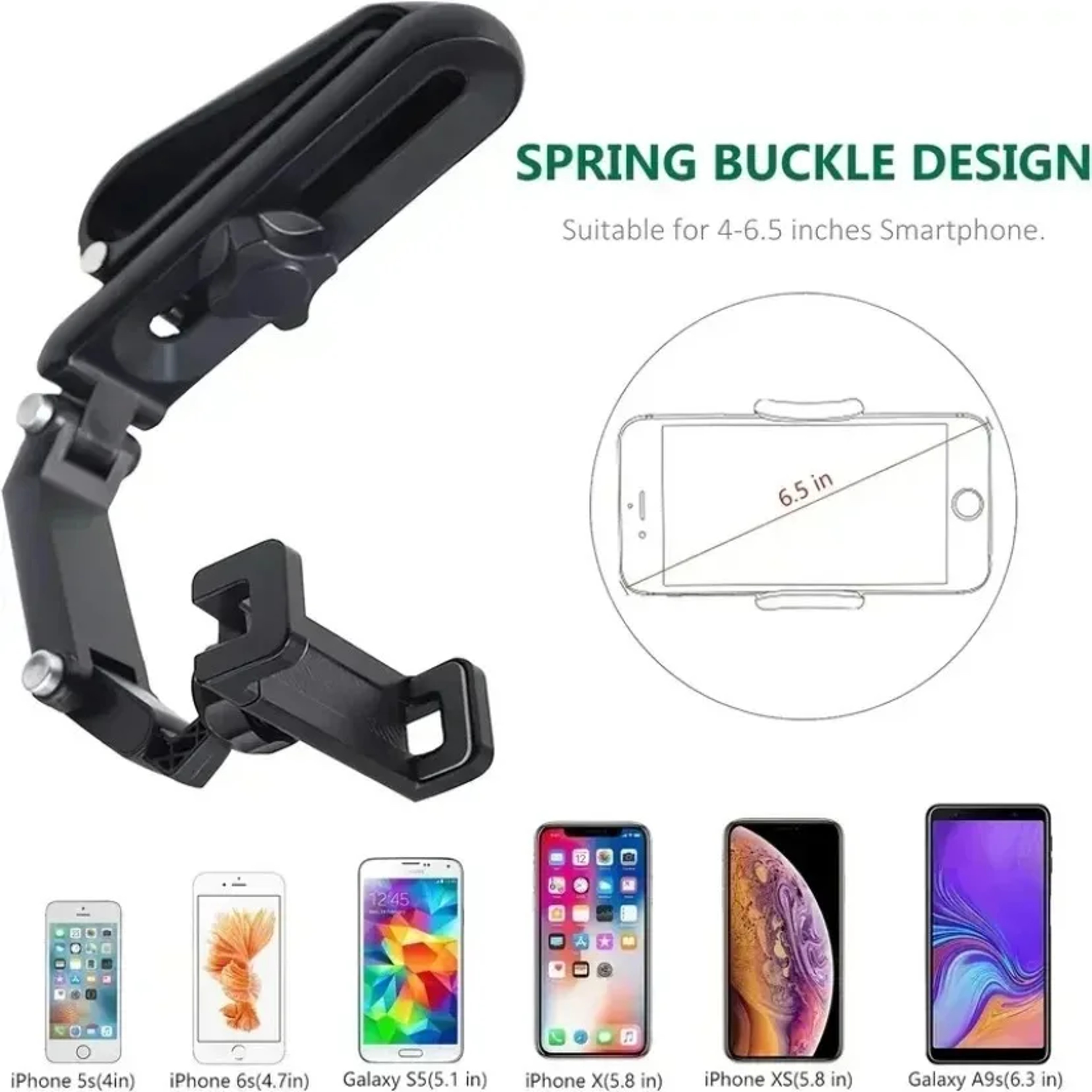 Adjustable Rearview Mirror Phone Mount Universal car phone holder with Rotating Clip – view 5