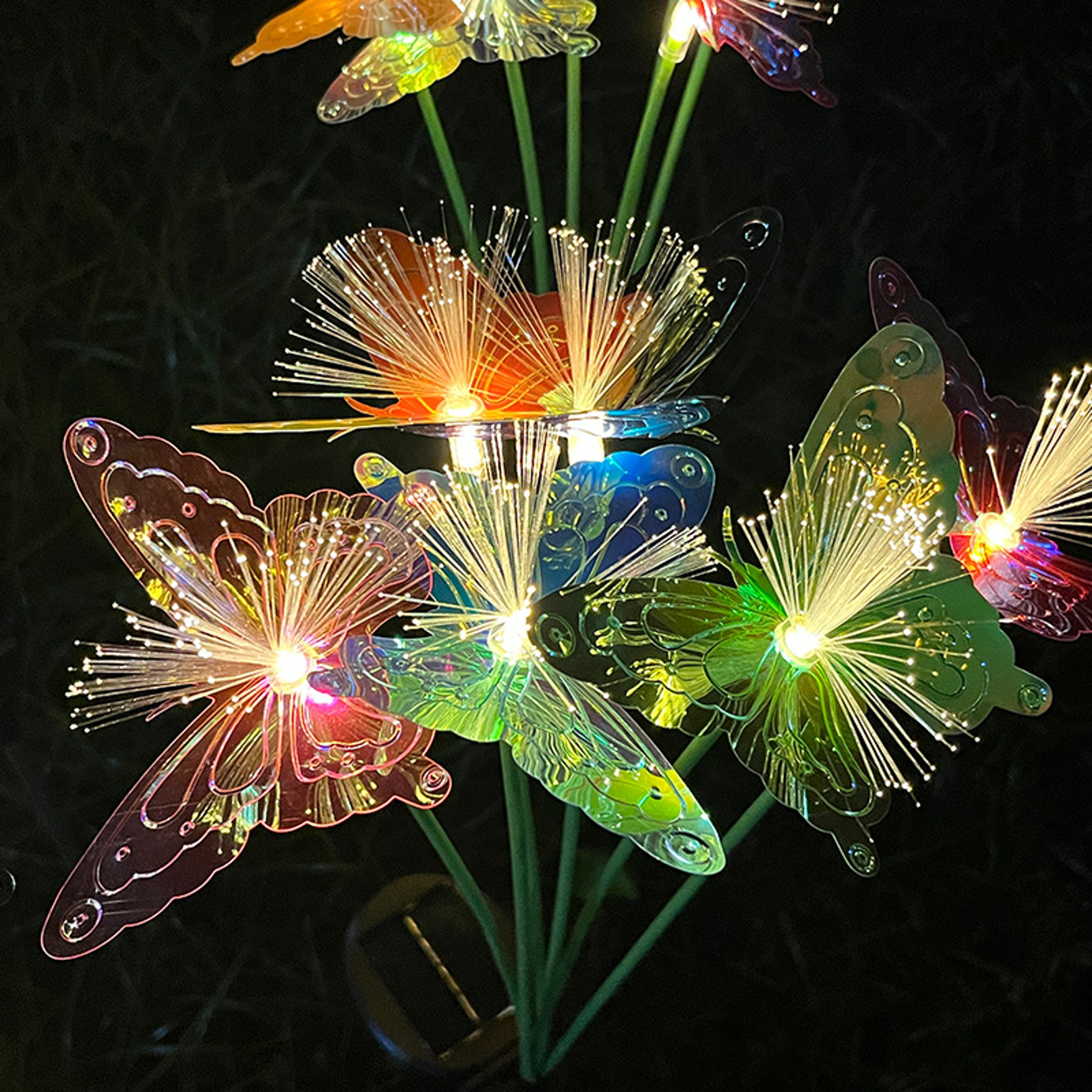 Solar Butterfly Garden Lights Outdoor Fiber Optic Lawn Decor Head Waterproof – view 1