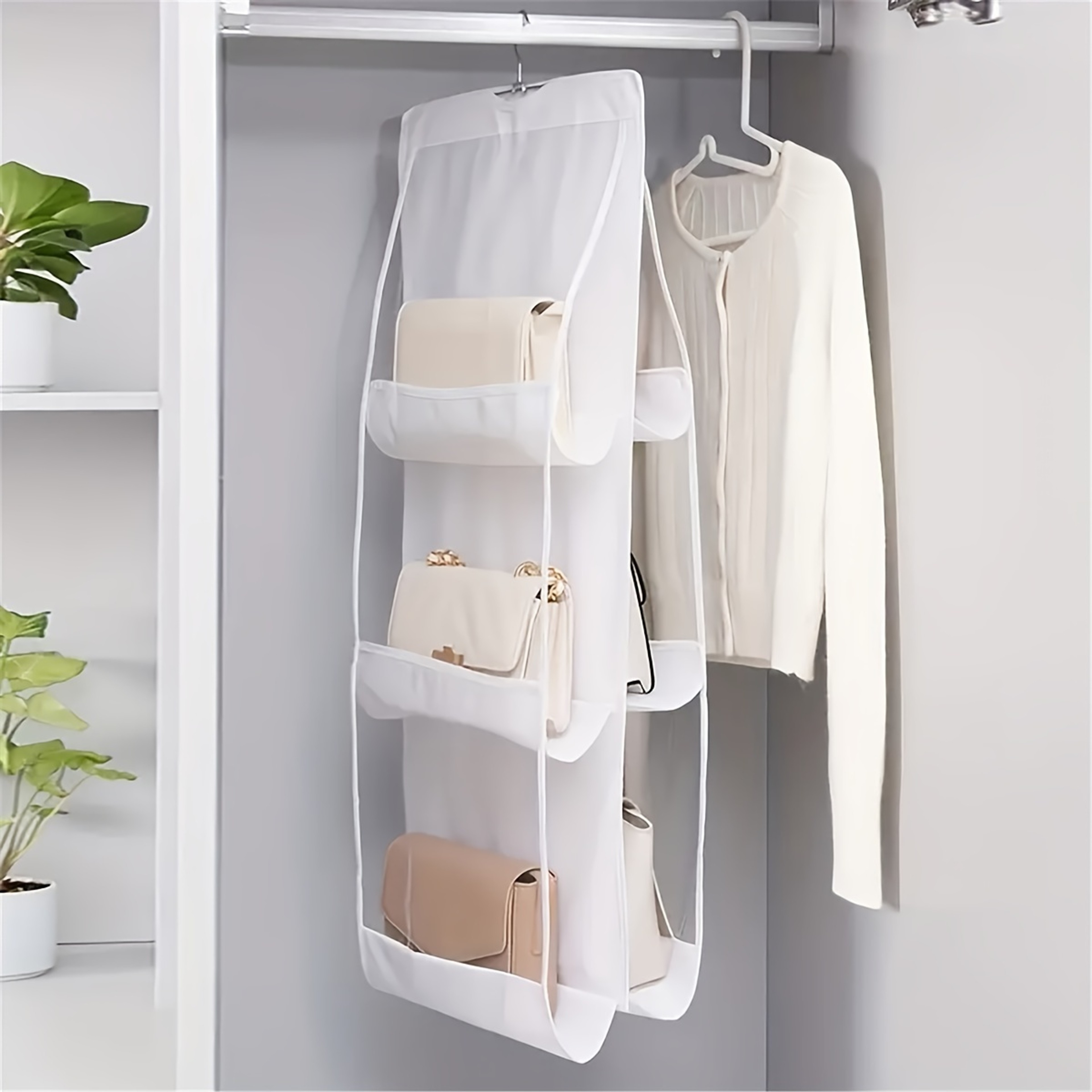 Hanging Handbag Organizer for Closet Grid purse organizer with Space Saving Design – view 4