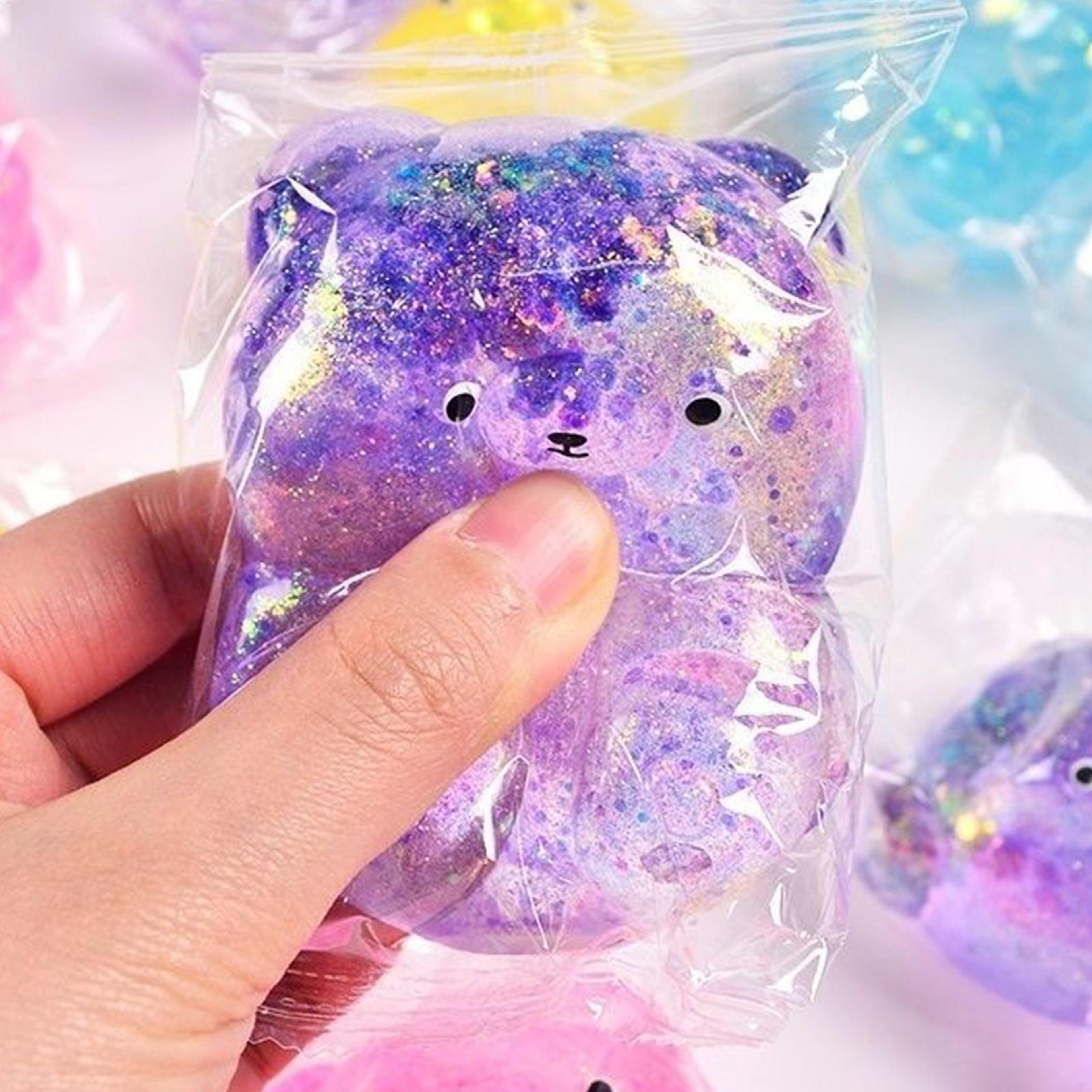 Glitter Bear Squishy Stress Relief Toy Cute Bear Fidget Squeeze for Anxiety Relief – view 3