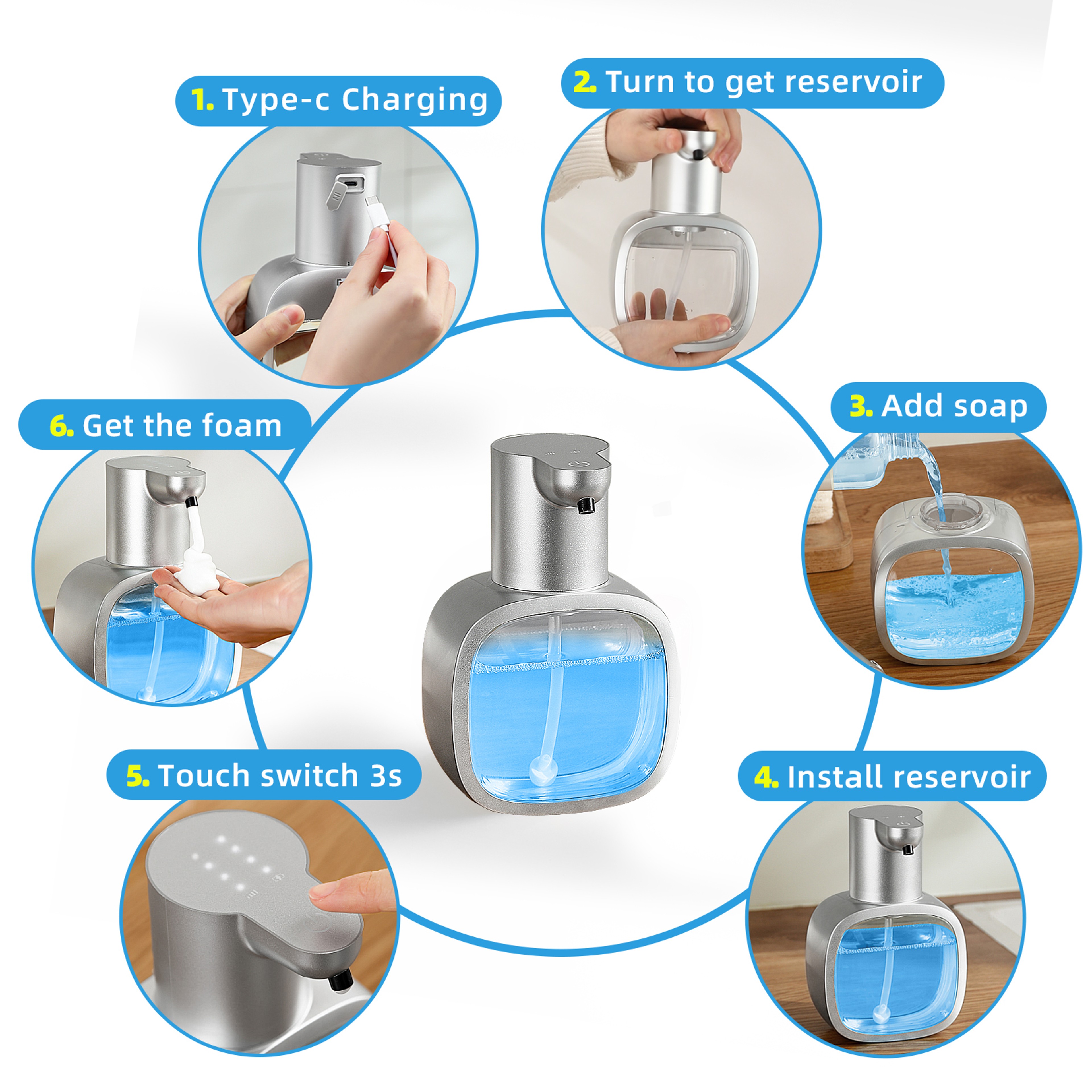 Smart Wall Mounted Automatic Soap Dispenser Touchless Foam Sensor Rechargeable – view 5