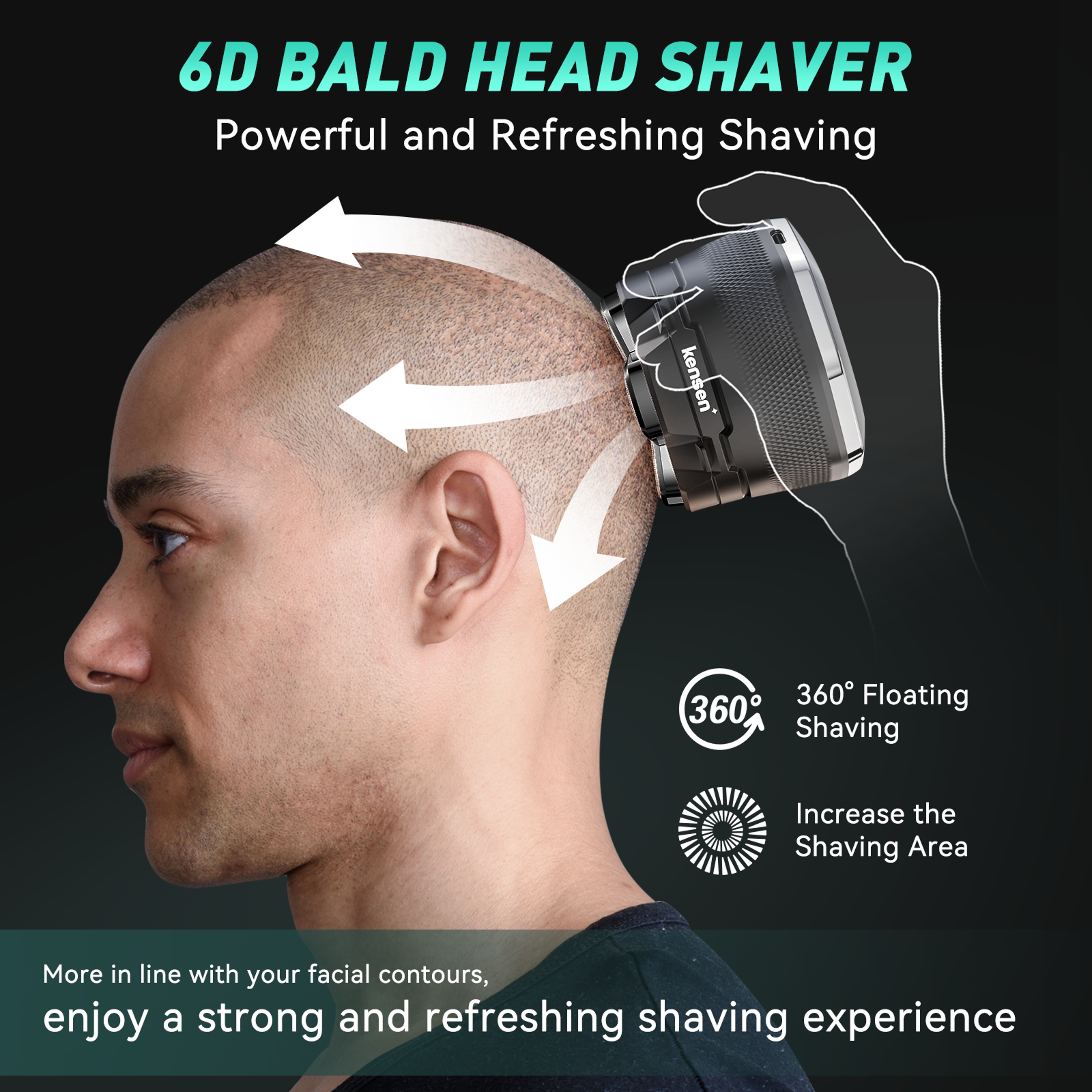 KENSEN Electric Head Shaver for Bald Men with LED Display Waterproof USB Rechargeable Razor – view 2