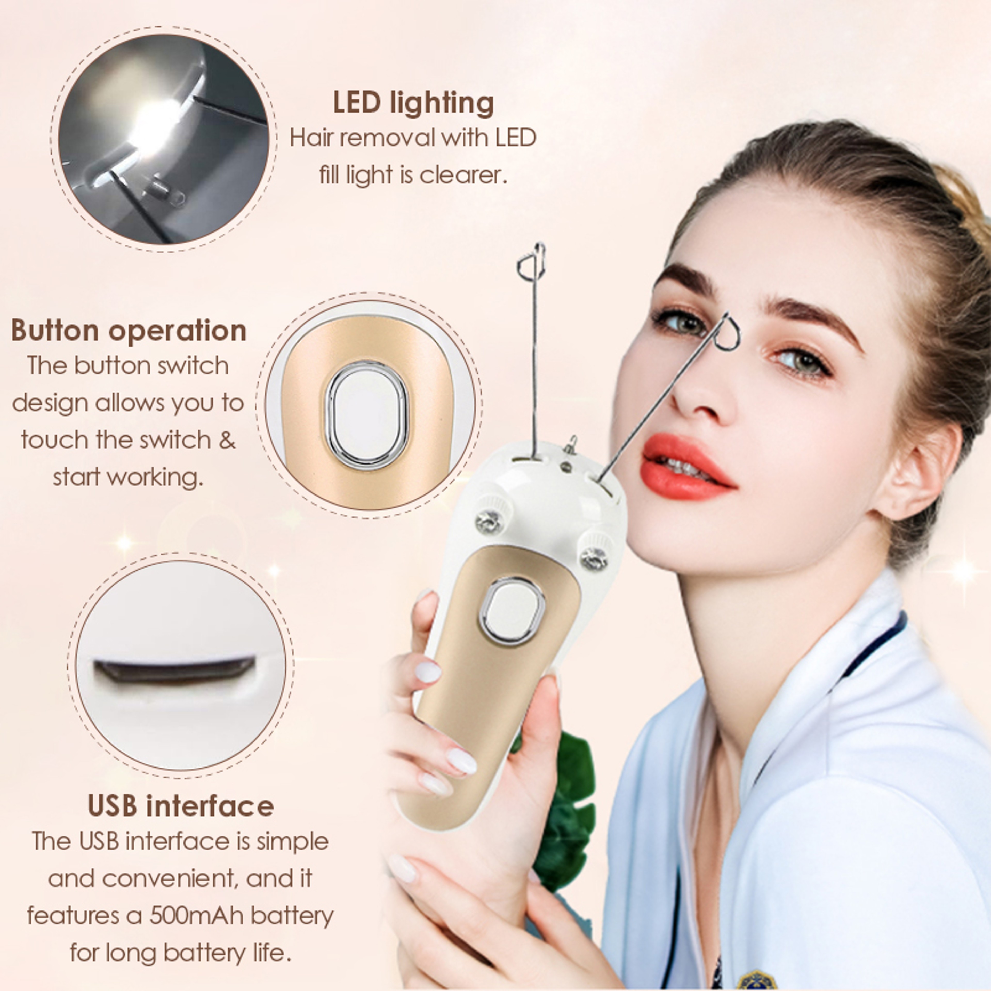 SilkGlide Electric Threading Epilator for Face & Body Hair Removal – view 2