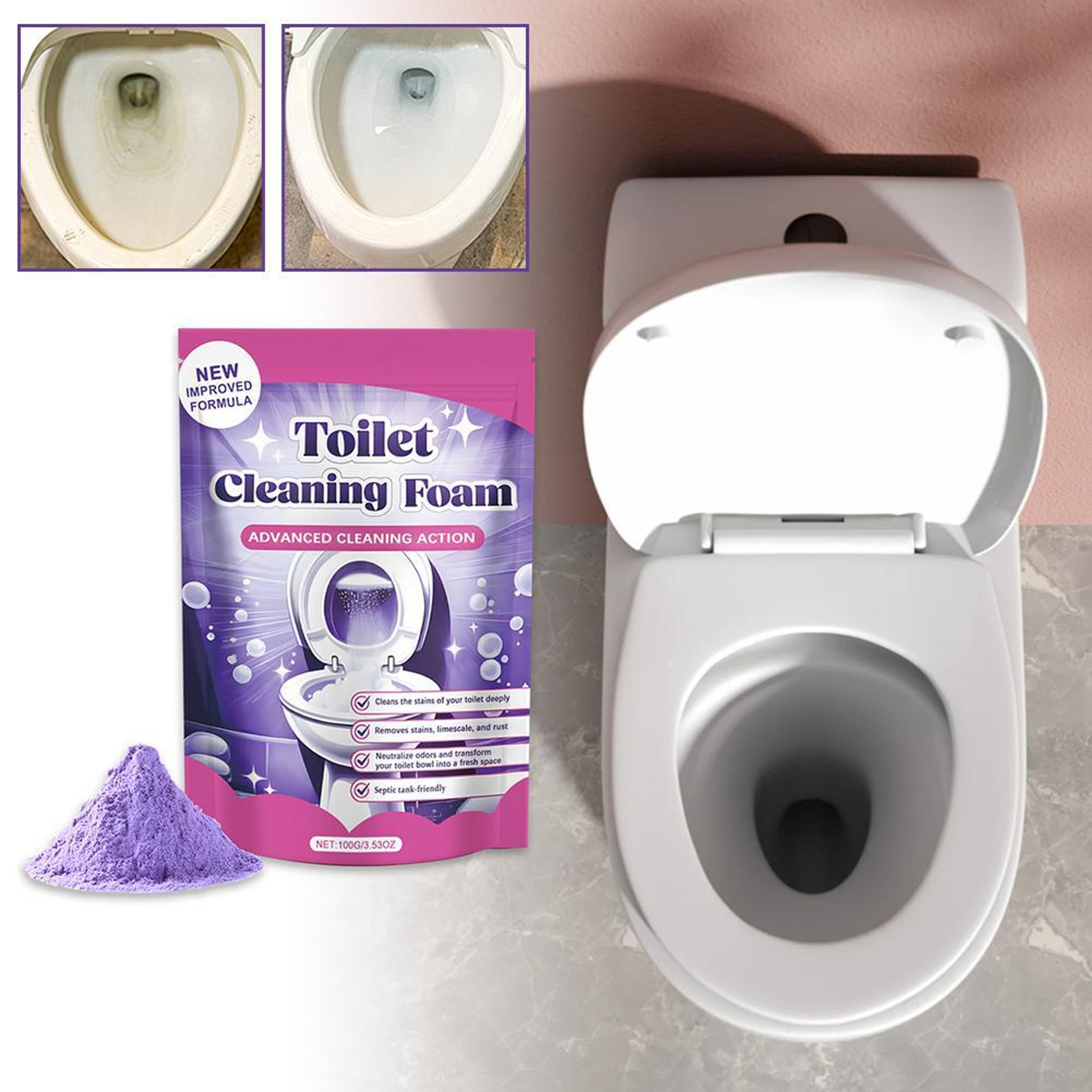 Deep Clean Toilet Foam Cleaner Fresh Deodorizing Bathroom Spray 0