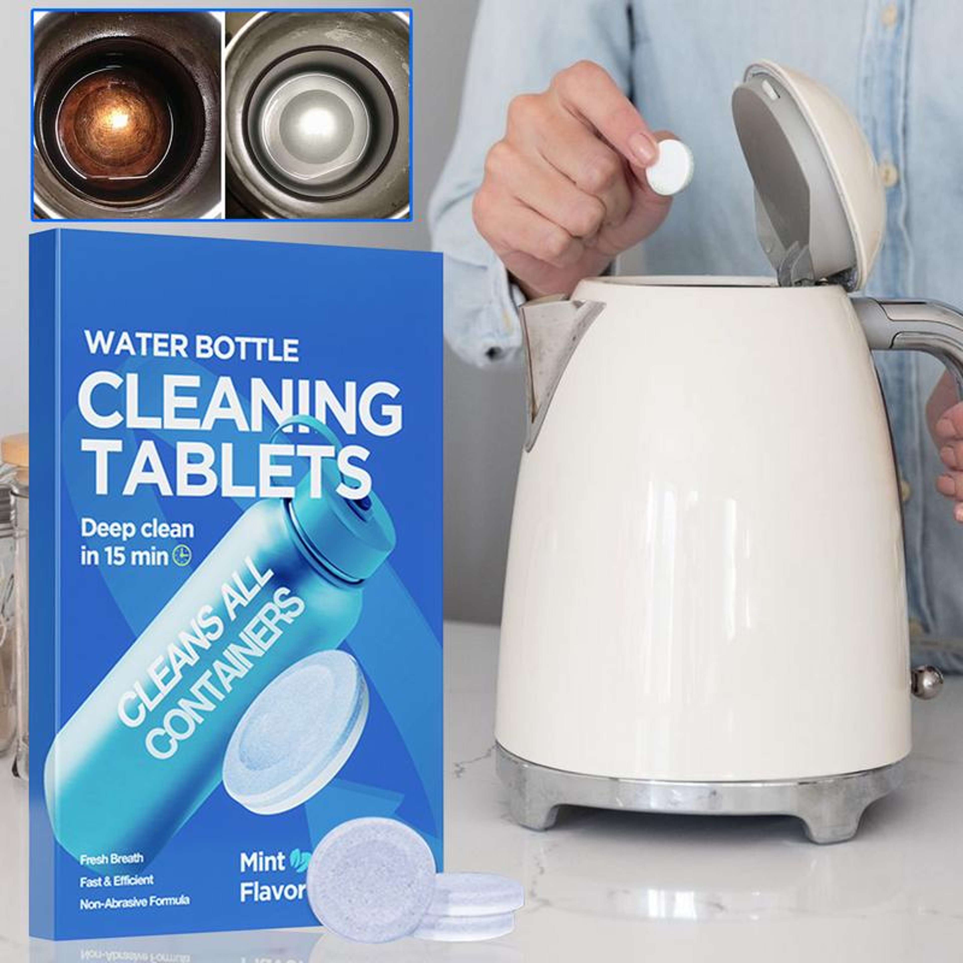 Effervescent Water Bottle Cleaning Tablets for Deep Descaling & Odor Removal – view 3