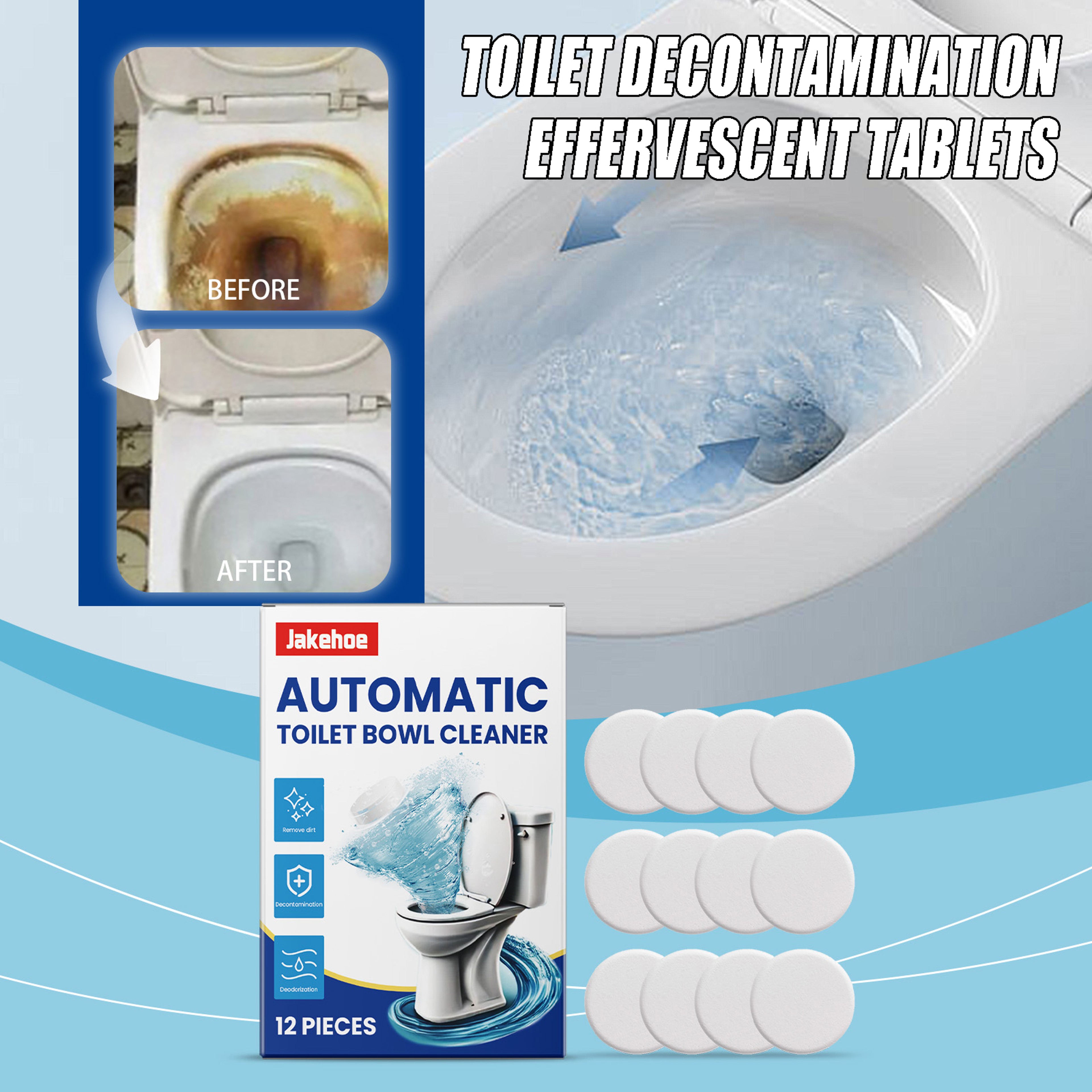 PowerClean Effervescent Toilet Cleaning Tablets Odor Removing Bathroom Descaler 0