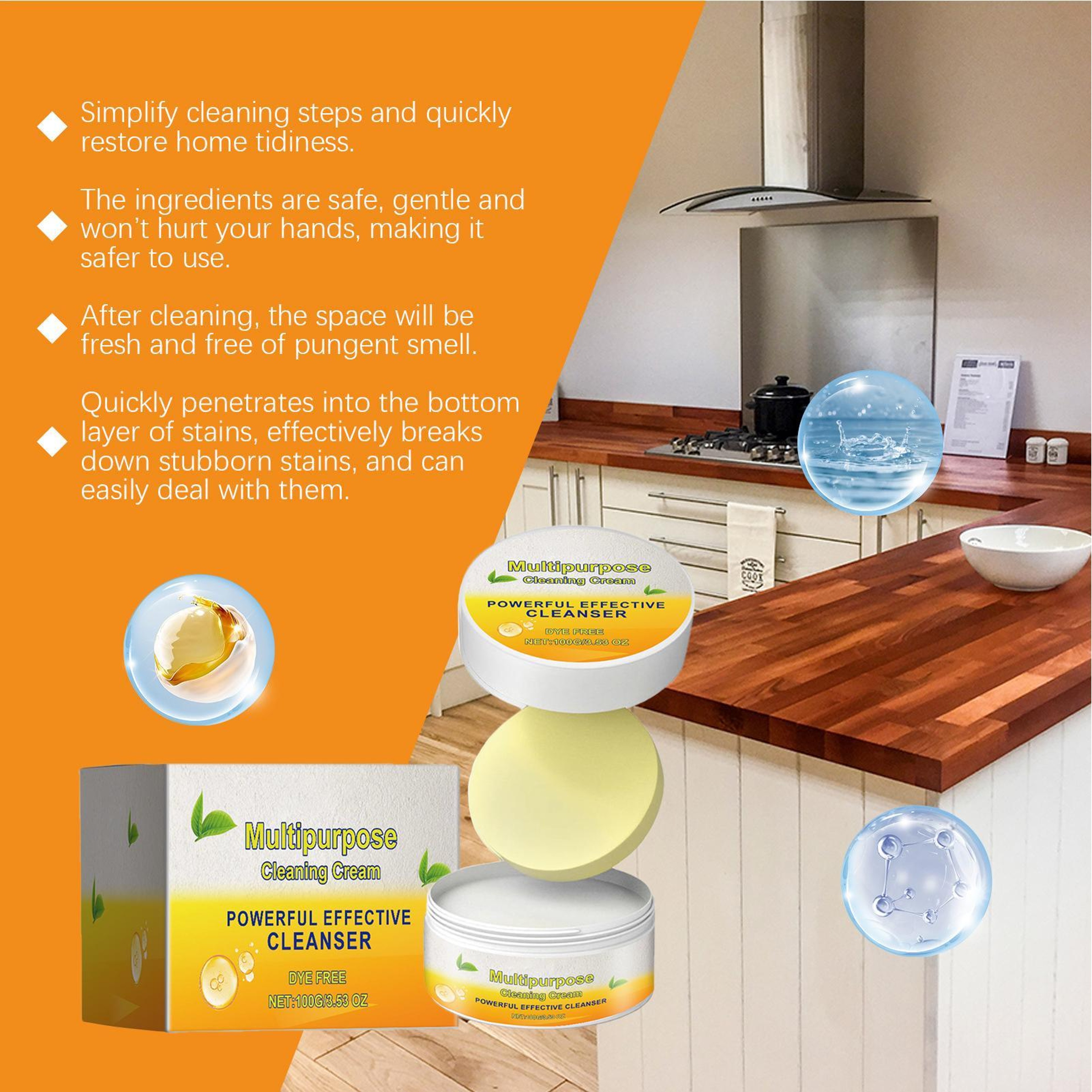 Powerful Multipurpose Cleaner Cream Kitchen & Bathroom Stain Remover – view 4
