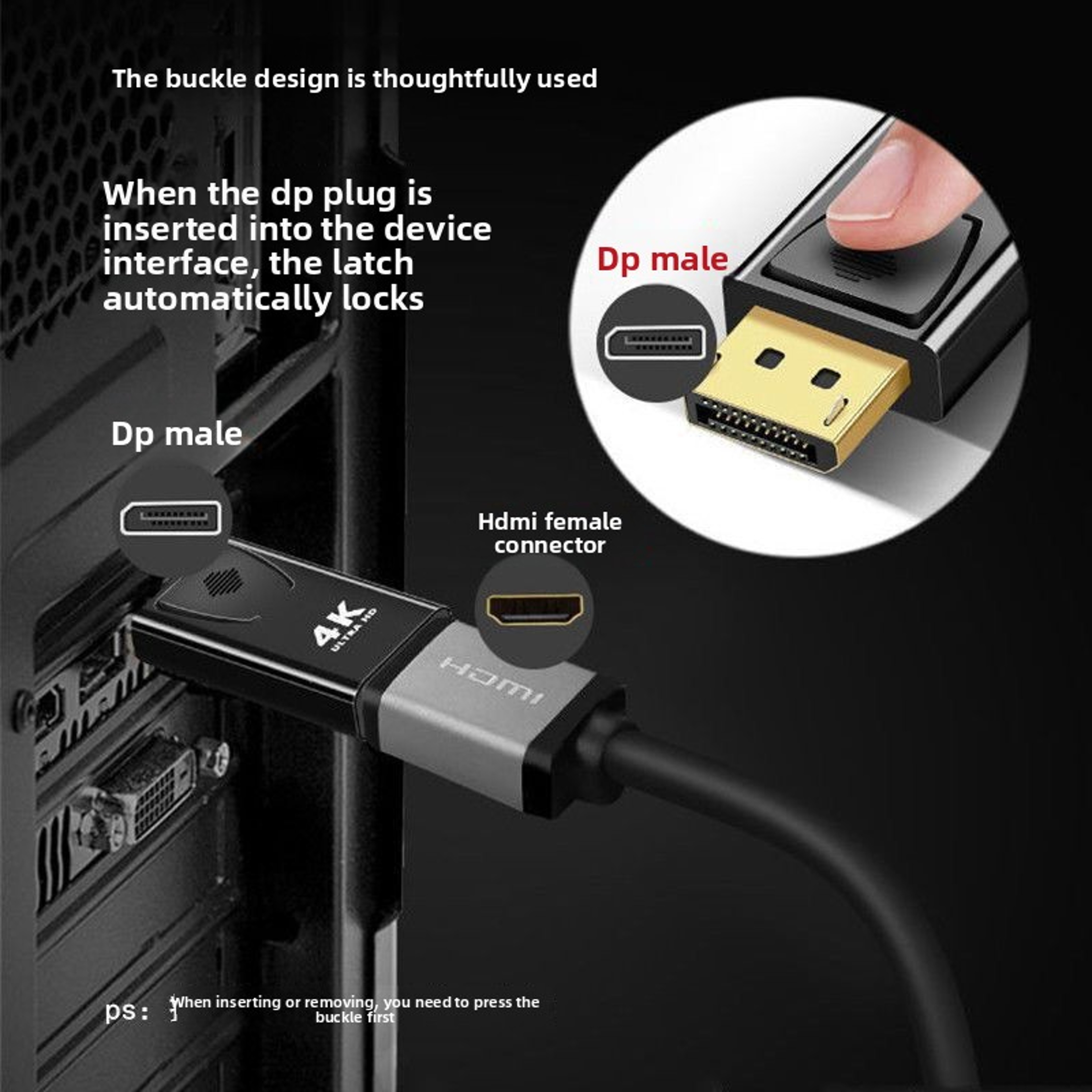 DisplayPort to HDMI Adapter Cable for Smooth Audio Video Streaming – view 4
