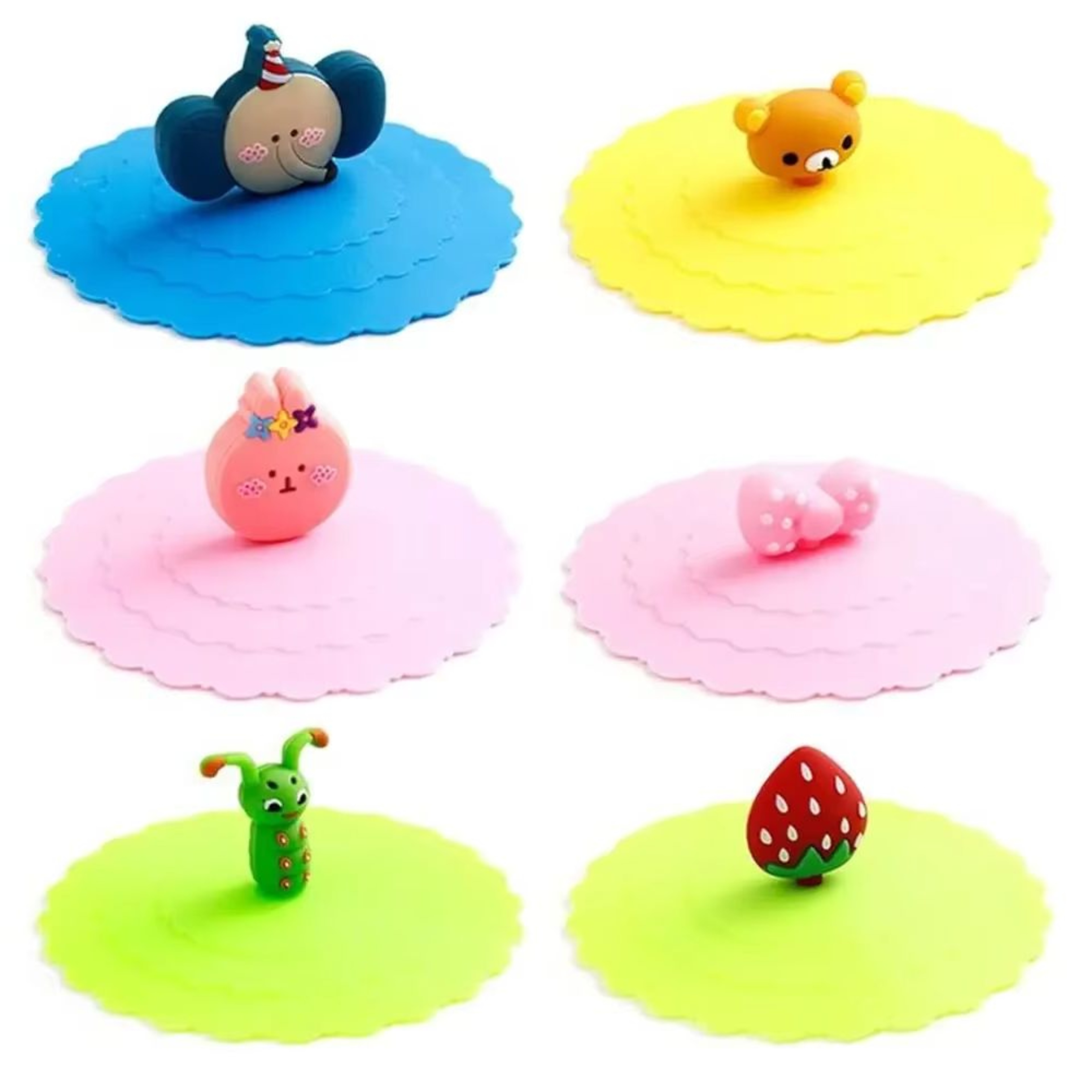 Cute Silicone Cup Lids Set Reusable Mug Covers for Coffee Cups and Glasses – view 1