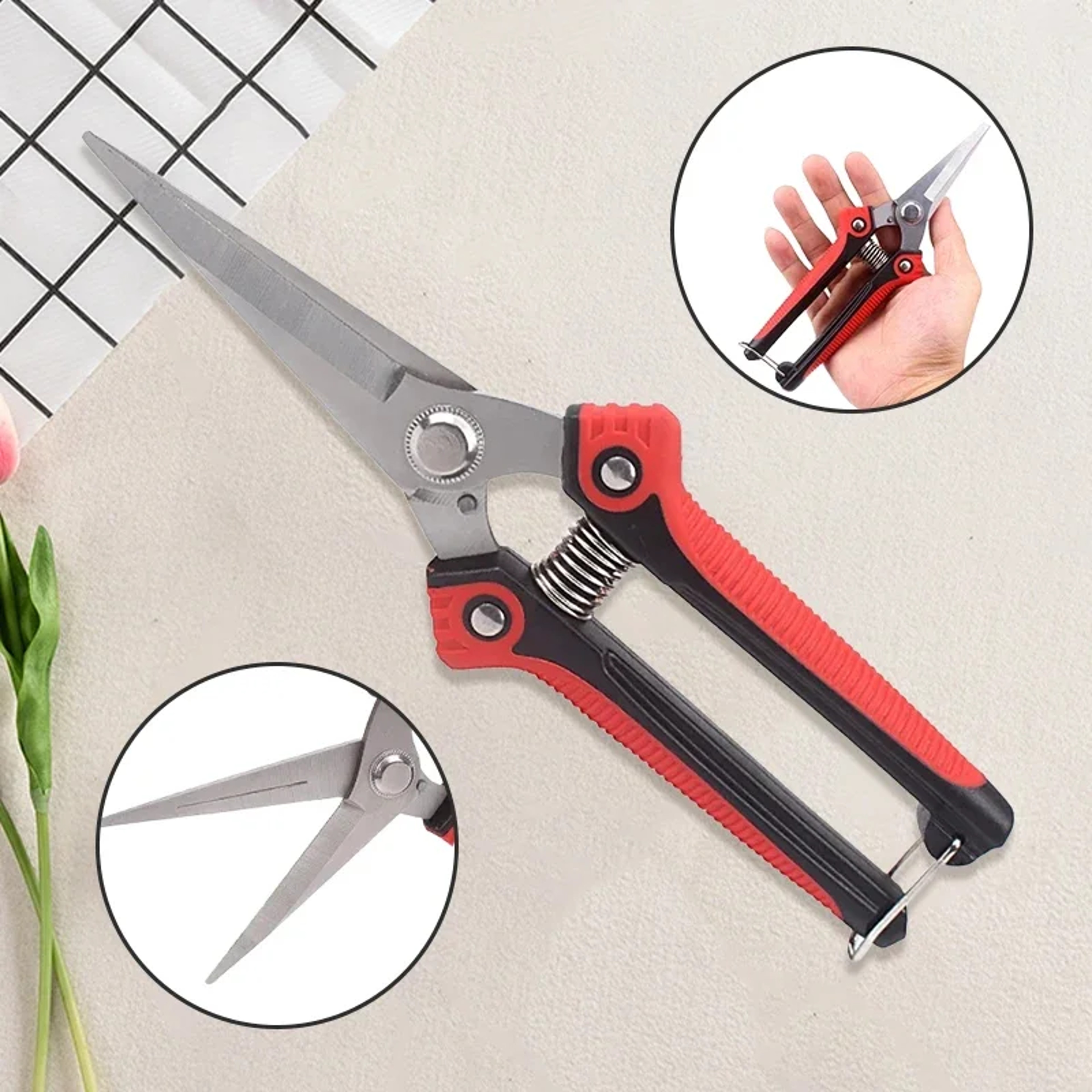 SharpCut Stainless Steel Pruning Shears with Non Slip Grip for Garden & Fruit Tree Trimming – view 4