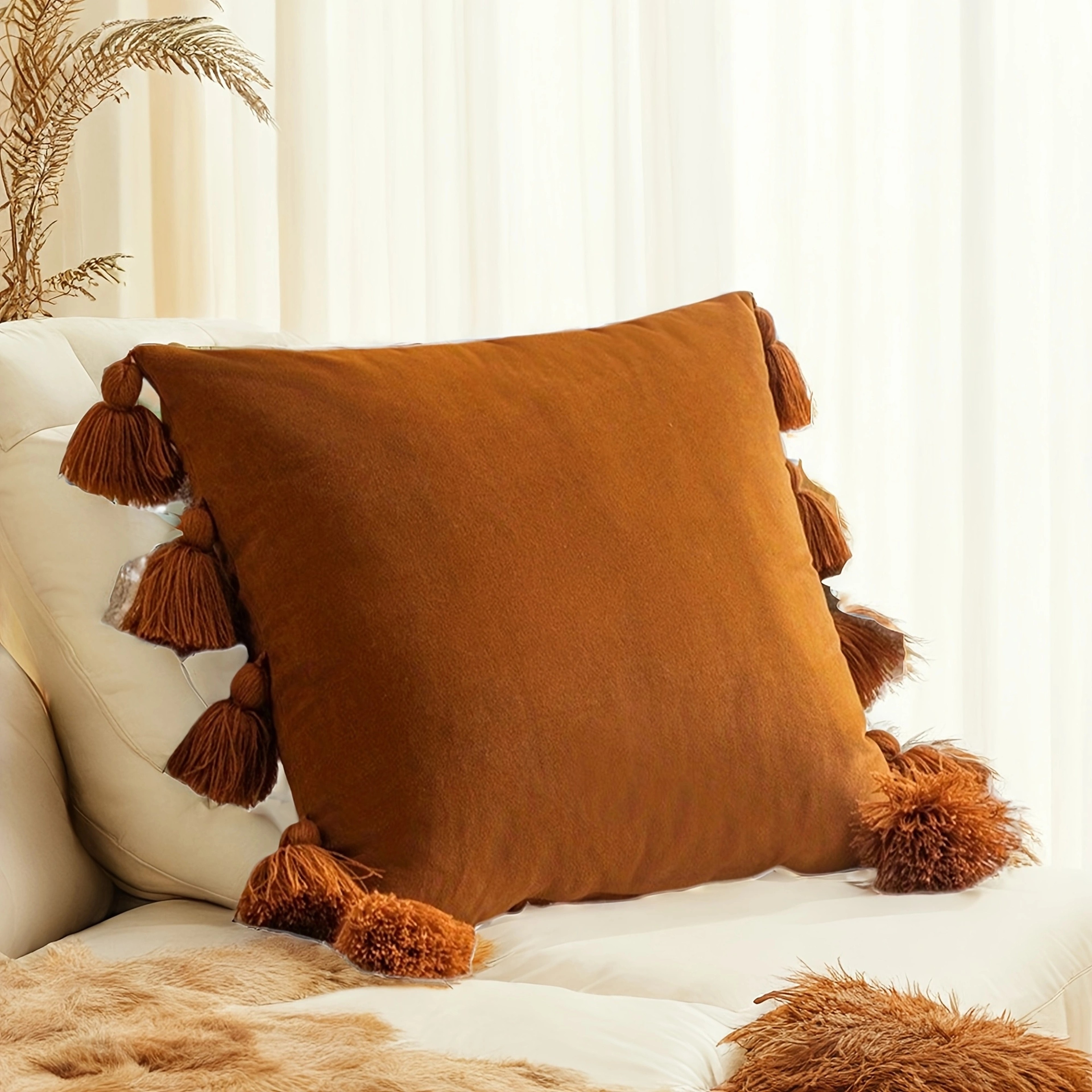 Boho Tassel Throw Pillow Cover for Couch, Bedroom & Car Decor – view 4