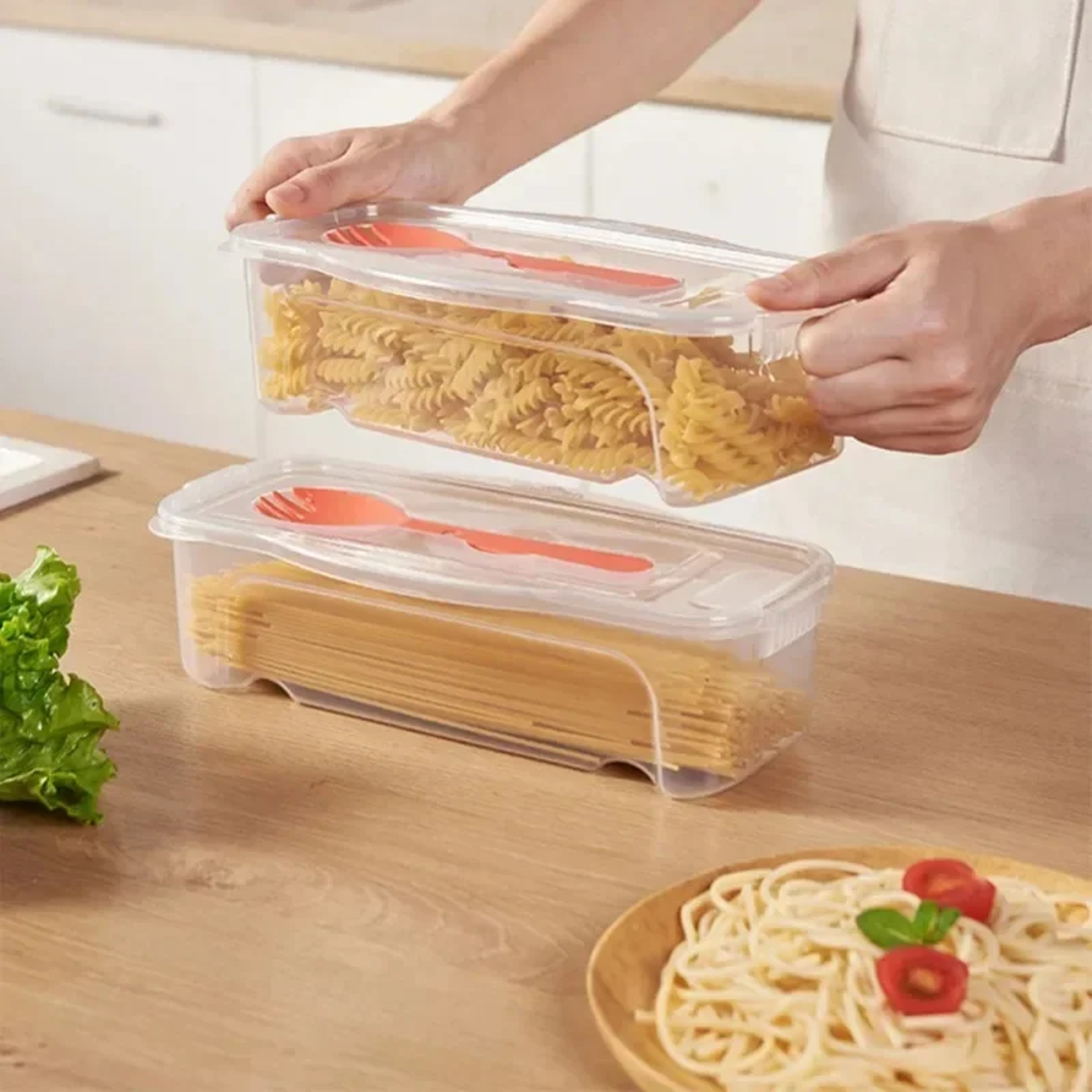 Microwave Pasta Cooker Bowl with Strainer Lid for Spaghetti, Noodles & Quick Meals – view 2
