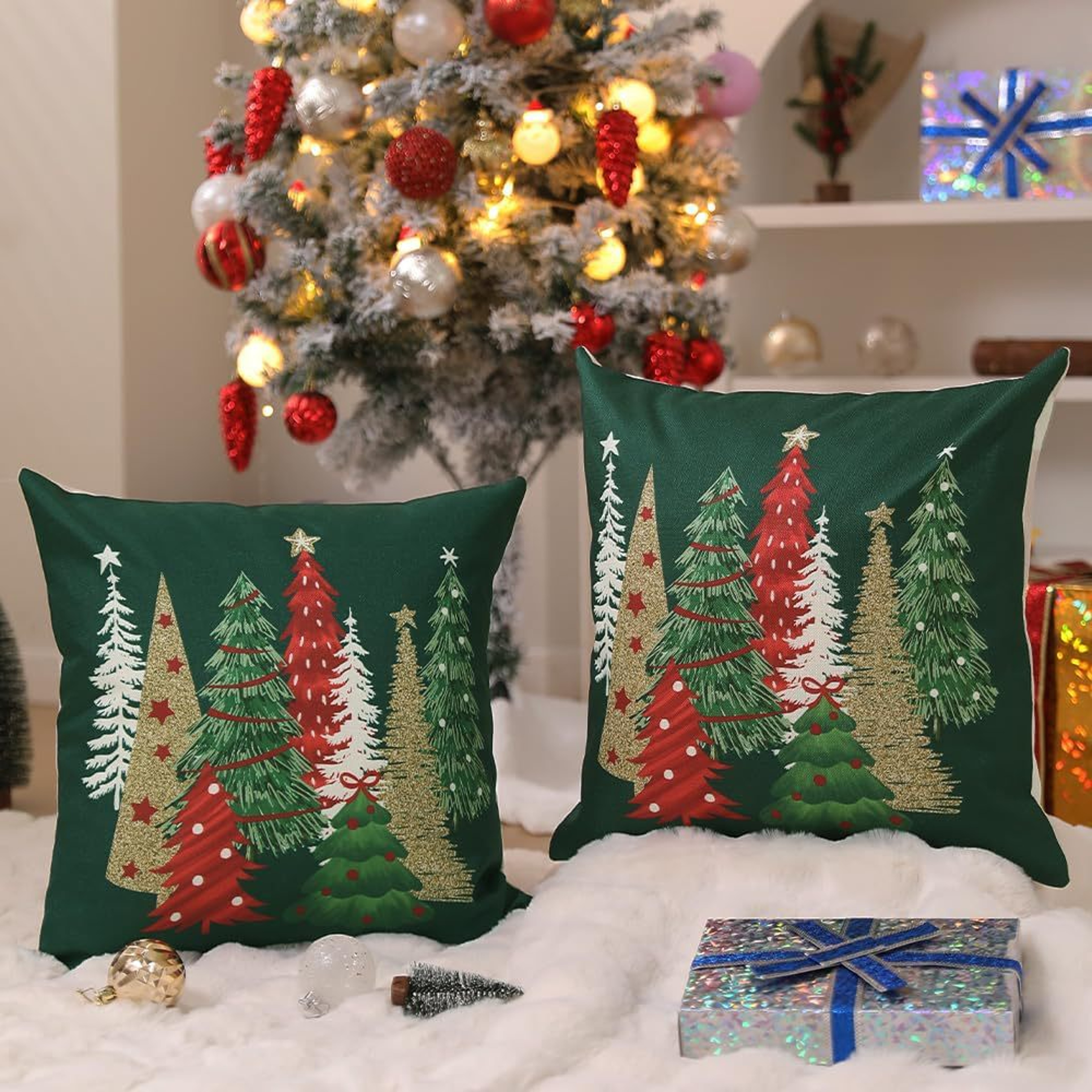 Rustic Christmas Pillow Covers Plaid Checkered Cushion Cases for Cozy Holiday Sofa Decor – view 4