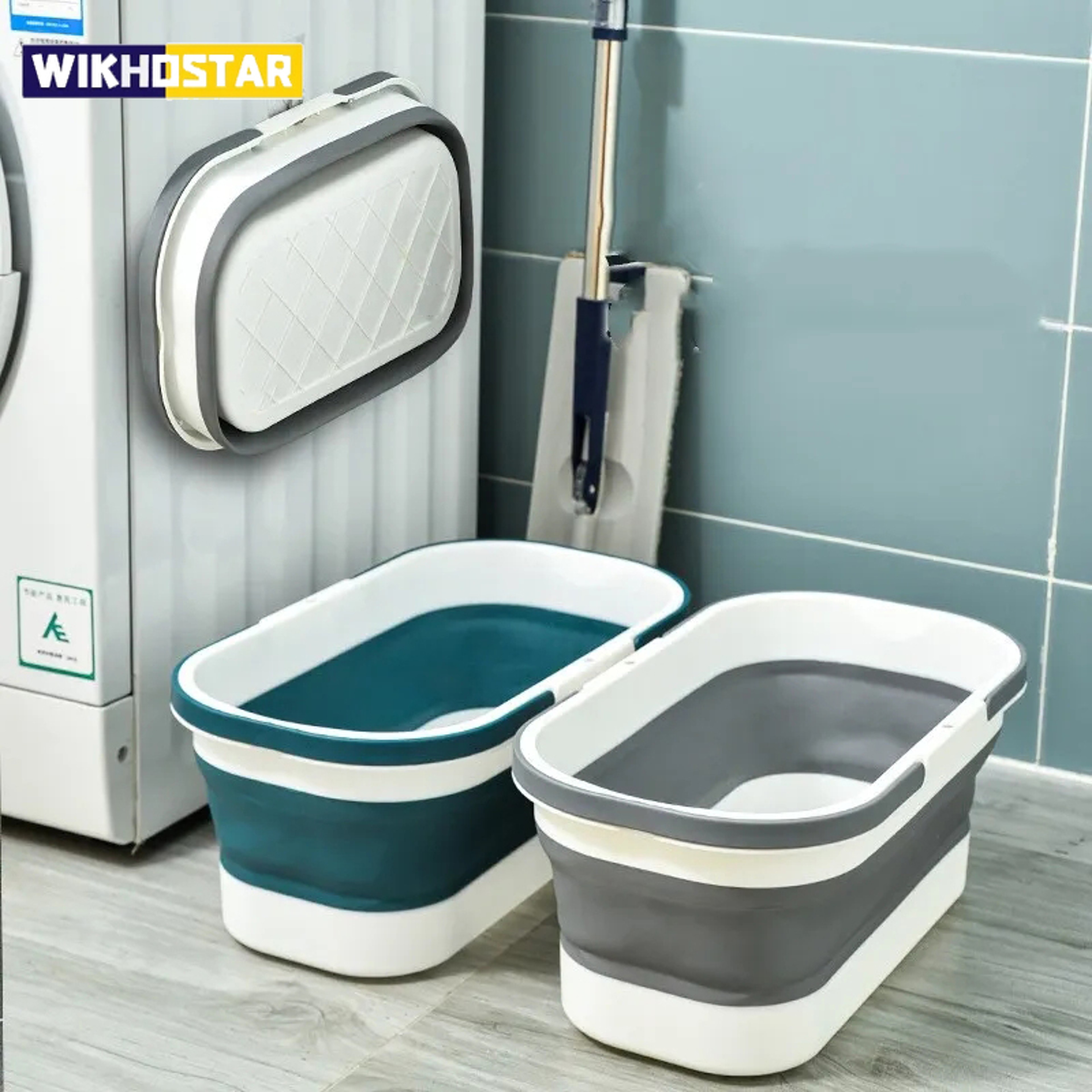 Foldable Collapsible Cleaning Bucket & Laundry Basket with Handle – view 1