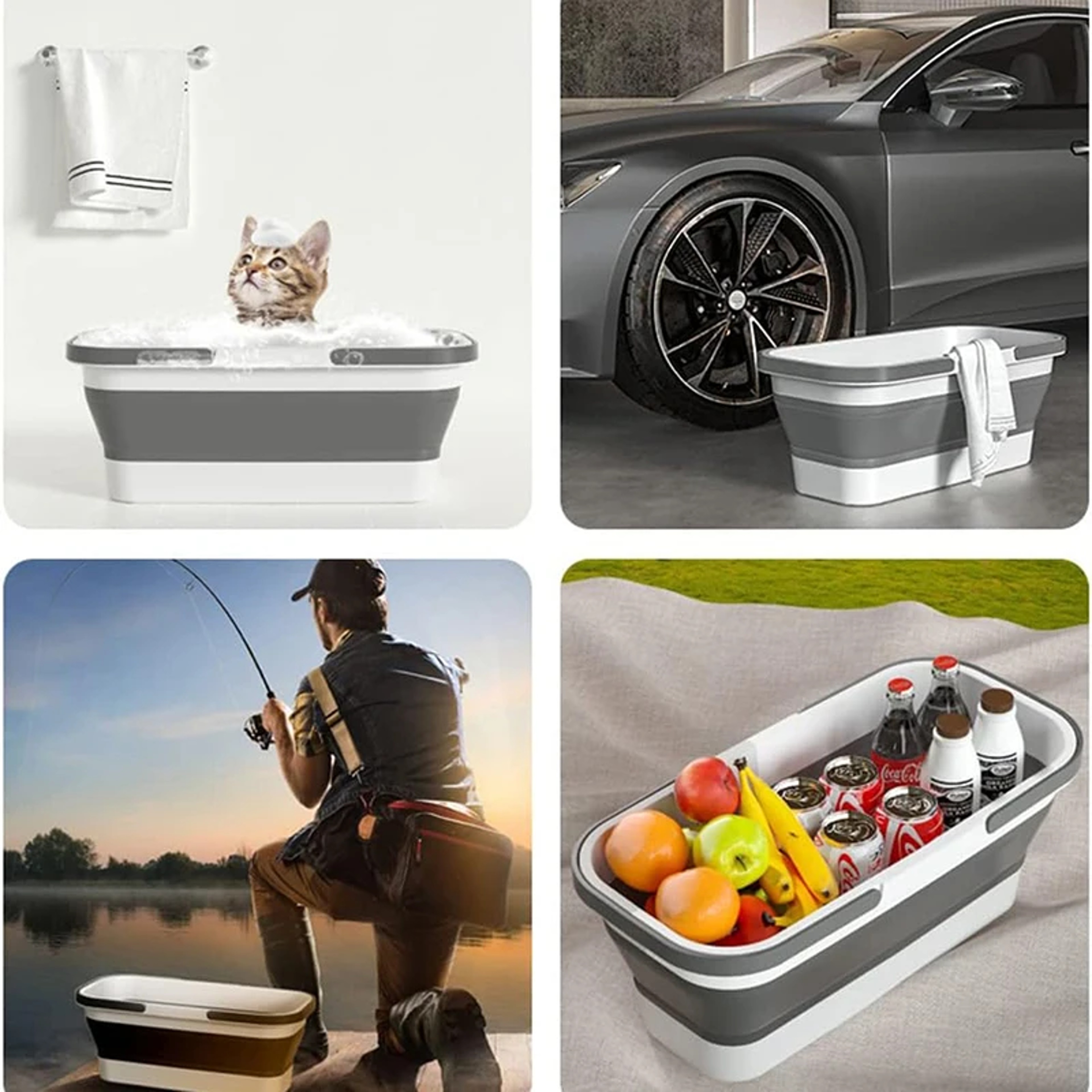 Foldable Collapsible Cleaning Bucket & Laundry Basket with Handle – view 3