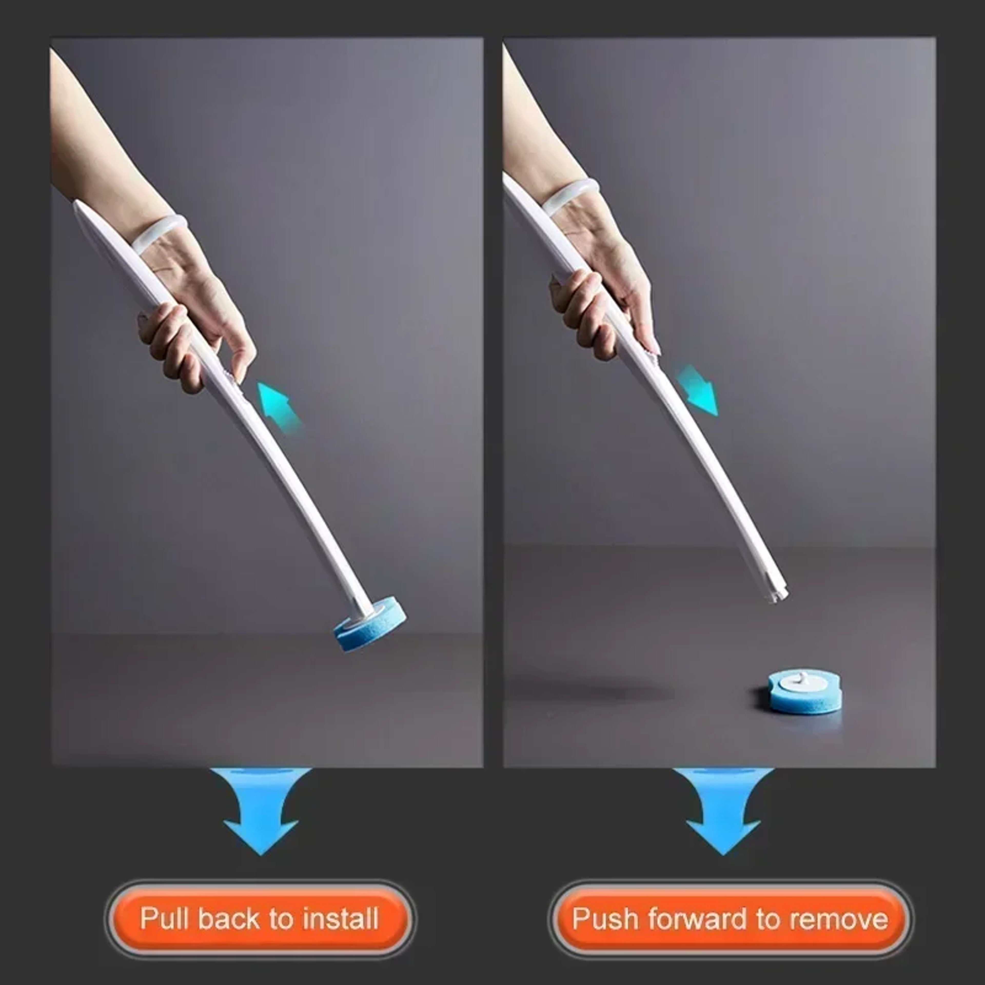 FlexClean Disposable Toilet Brush Set With Long Handle  Wall Mount Holder 5