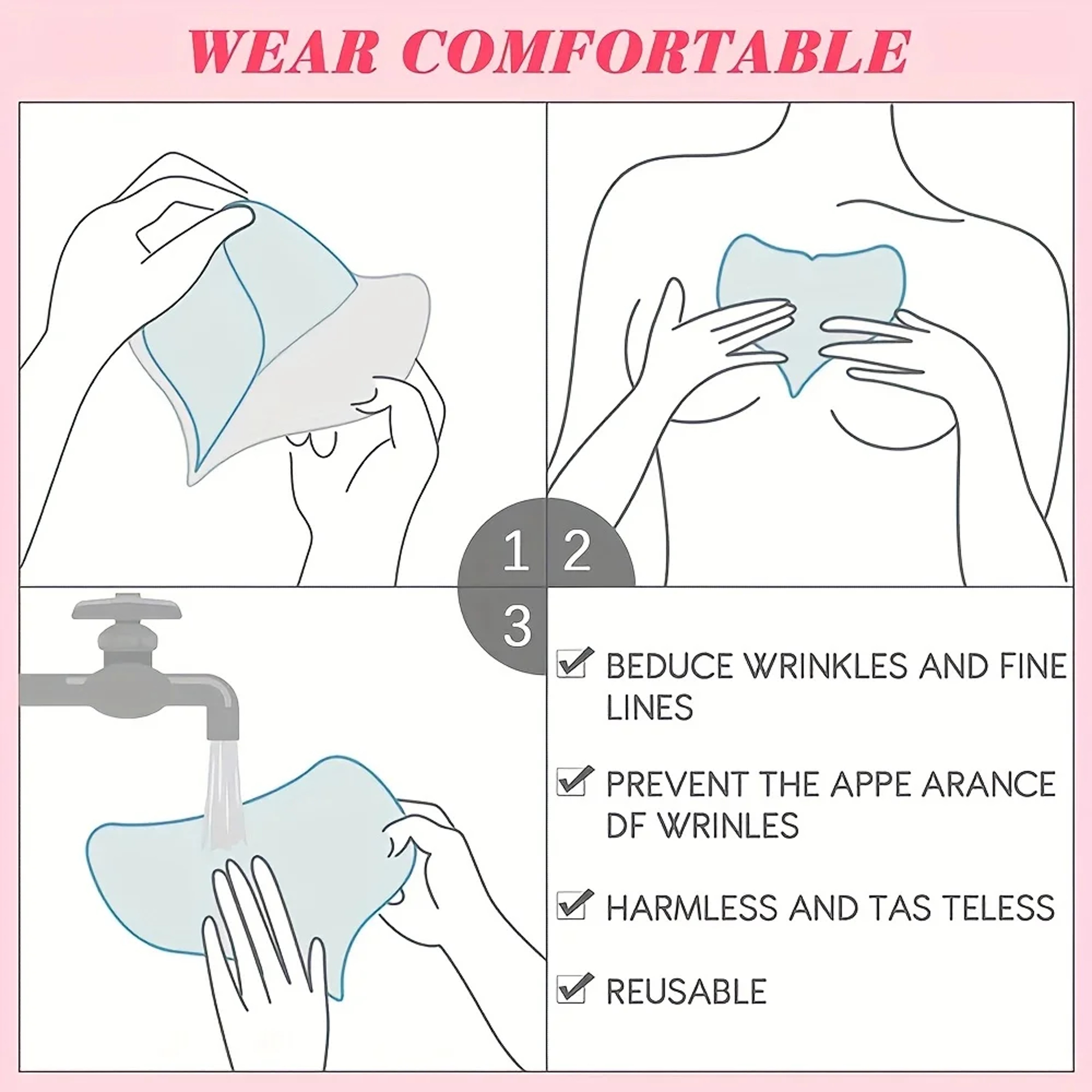 Silicone Chest Wrinkle Patch Reusable Anti Aging Chest Pads for Smoother Skin – view 6