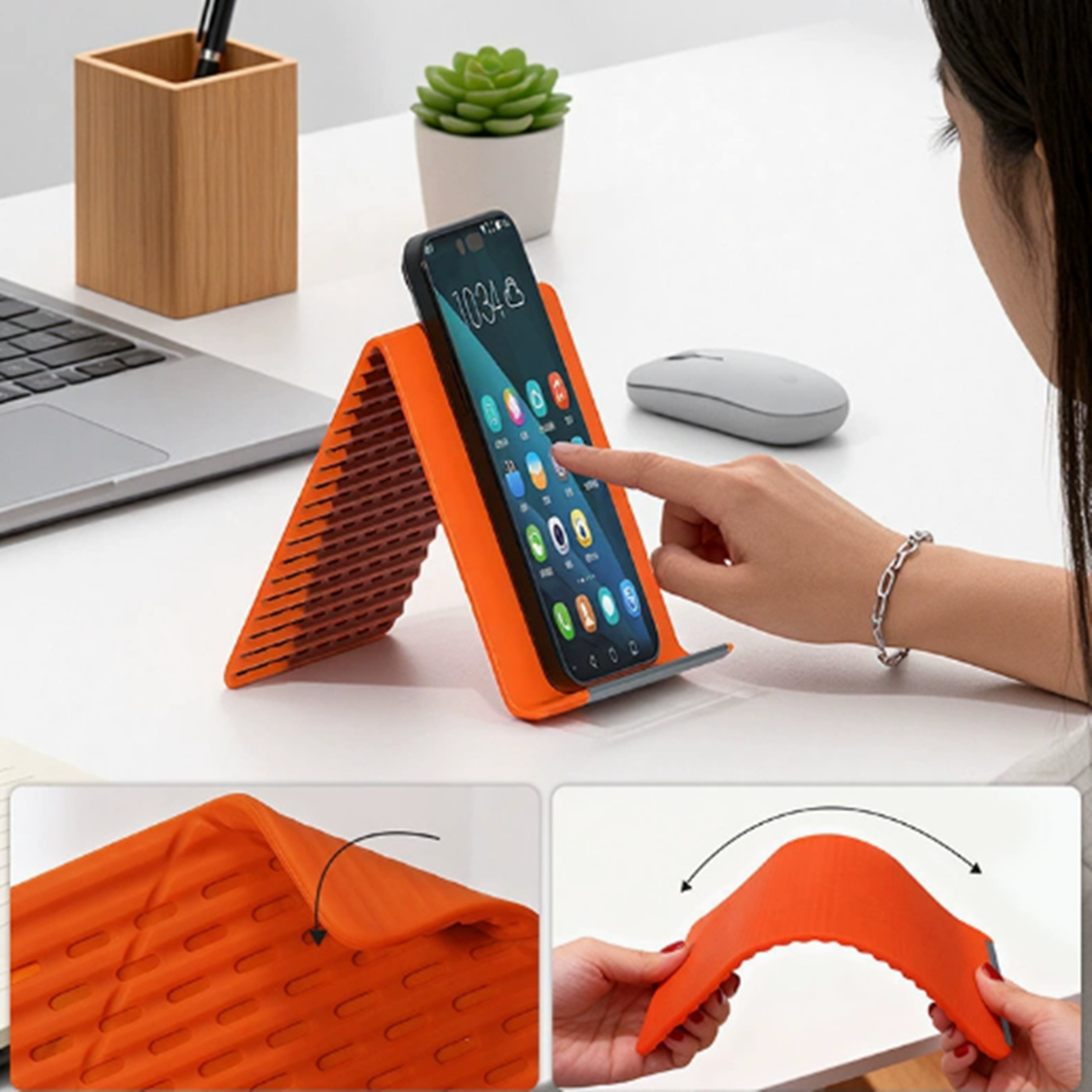 Flexible Silicone Portable Phone Stand Foldable Universal Desktop  Travel Holder 0