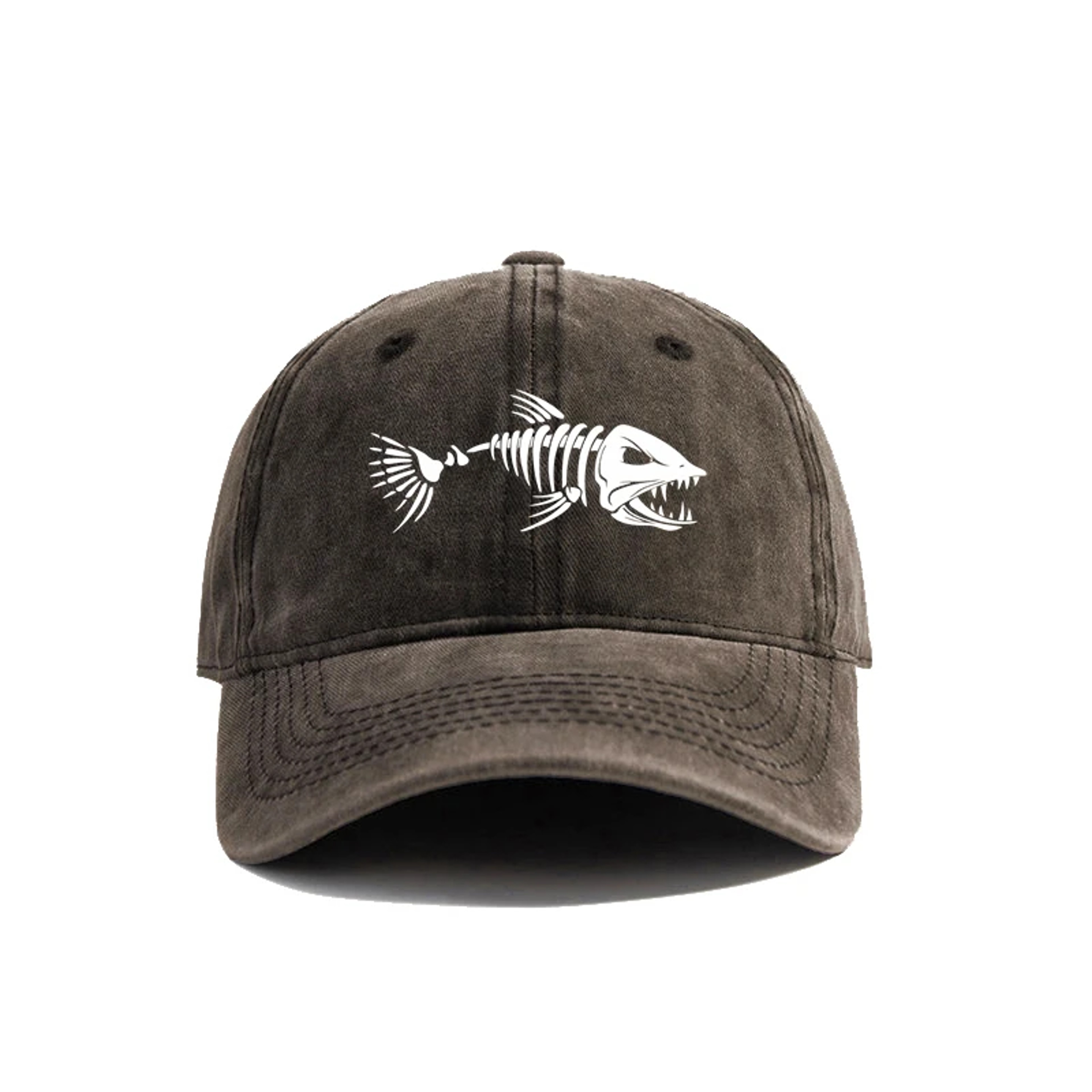 Vintage Fishbone Printed Baseball Cap Adjustable Unisex Dad Hat 3