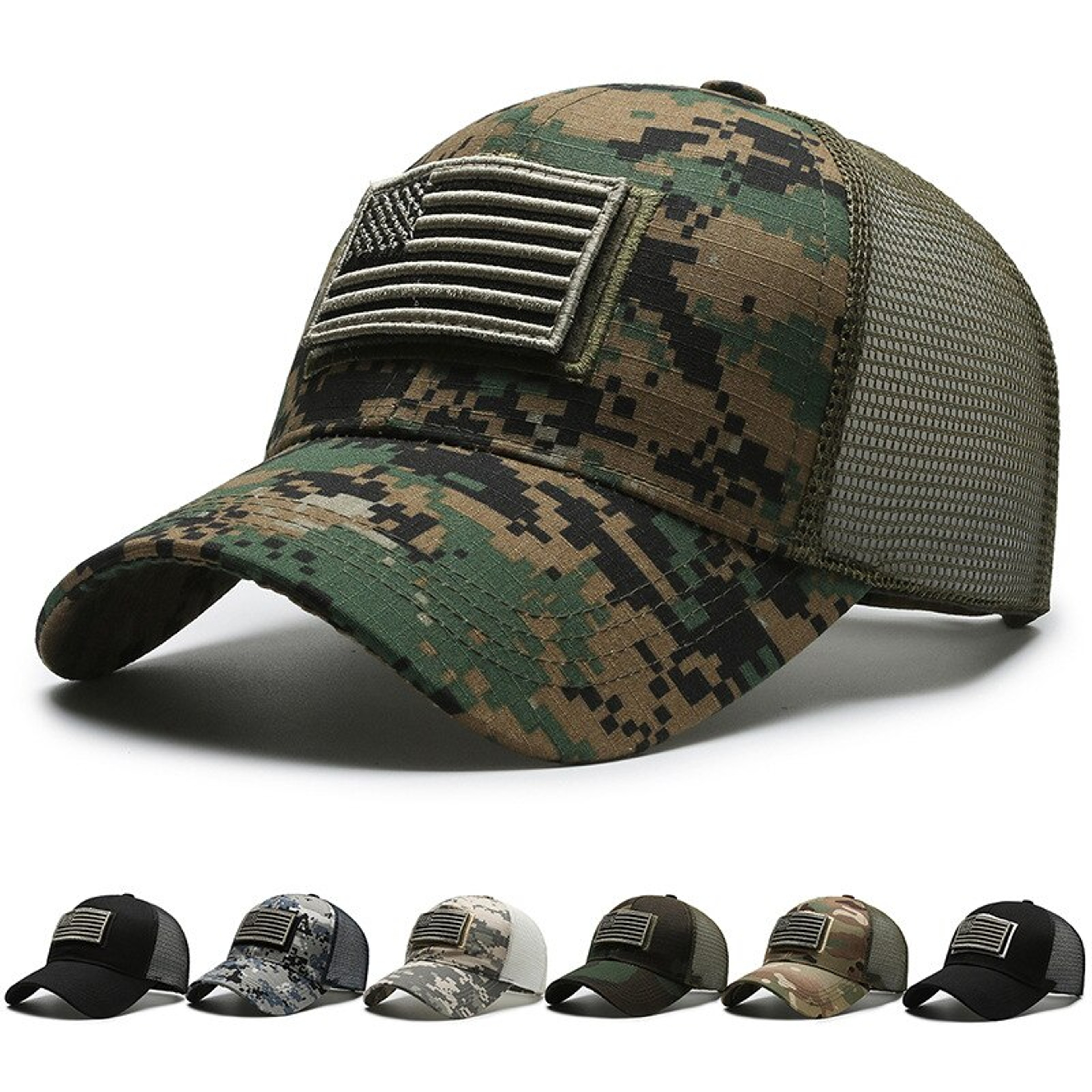 American Flag Camouflage Tactical Baseball Cap with Velcro Patch – view 1