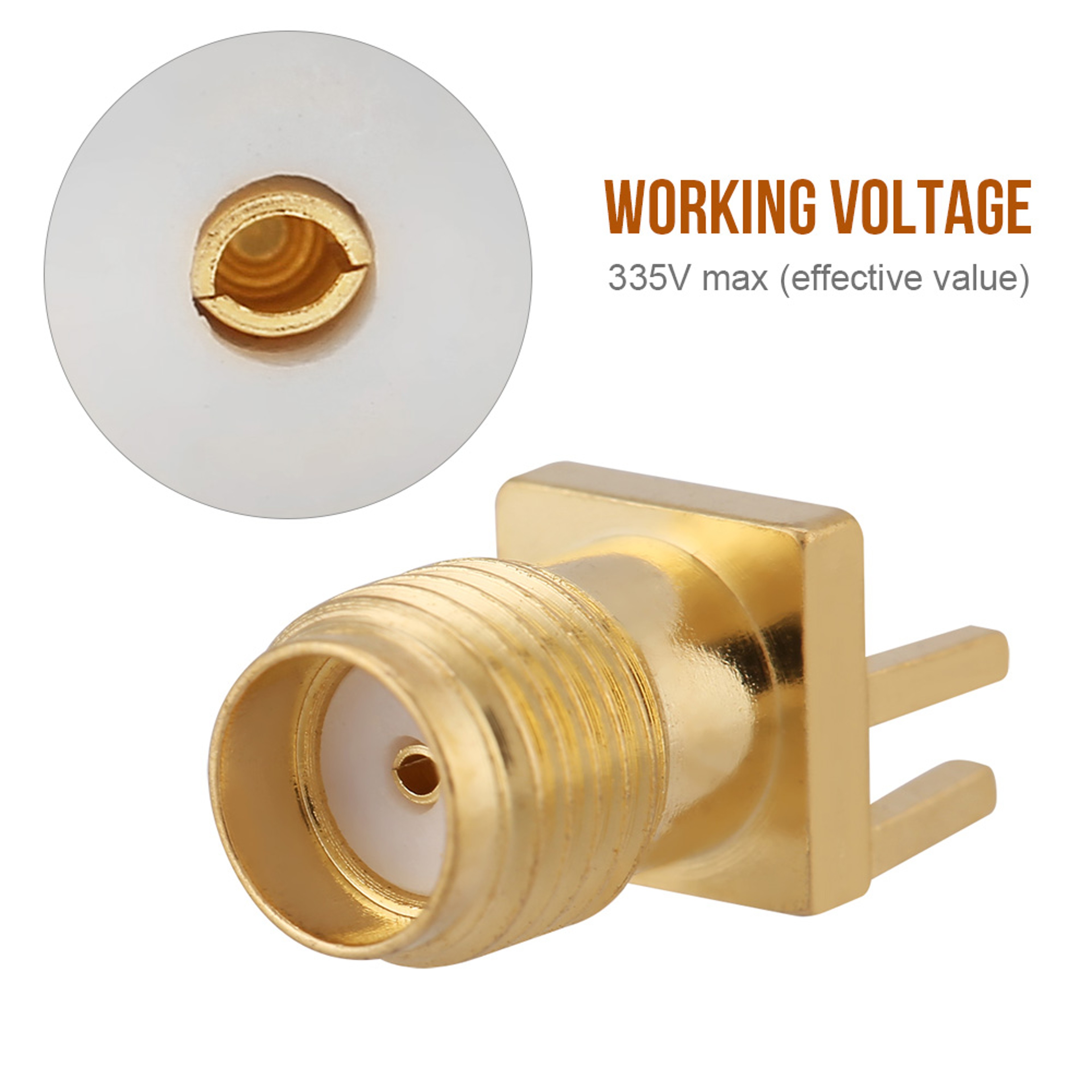 SMA Female Connector Brass Ohm PCB Mount RF Sockets – view 5