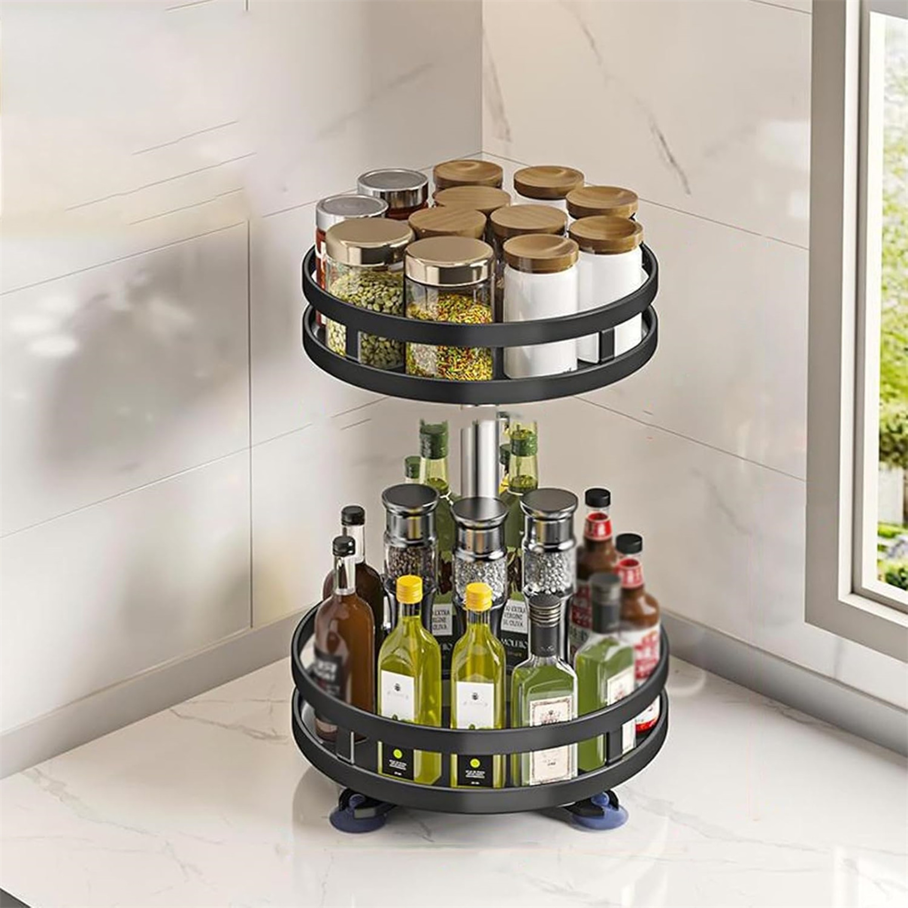 Rotating Spice Organizer Turntable Rack For Kitchen Counter  Cabinet Storage 6