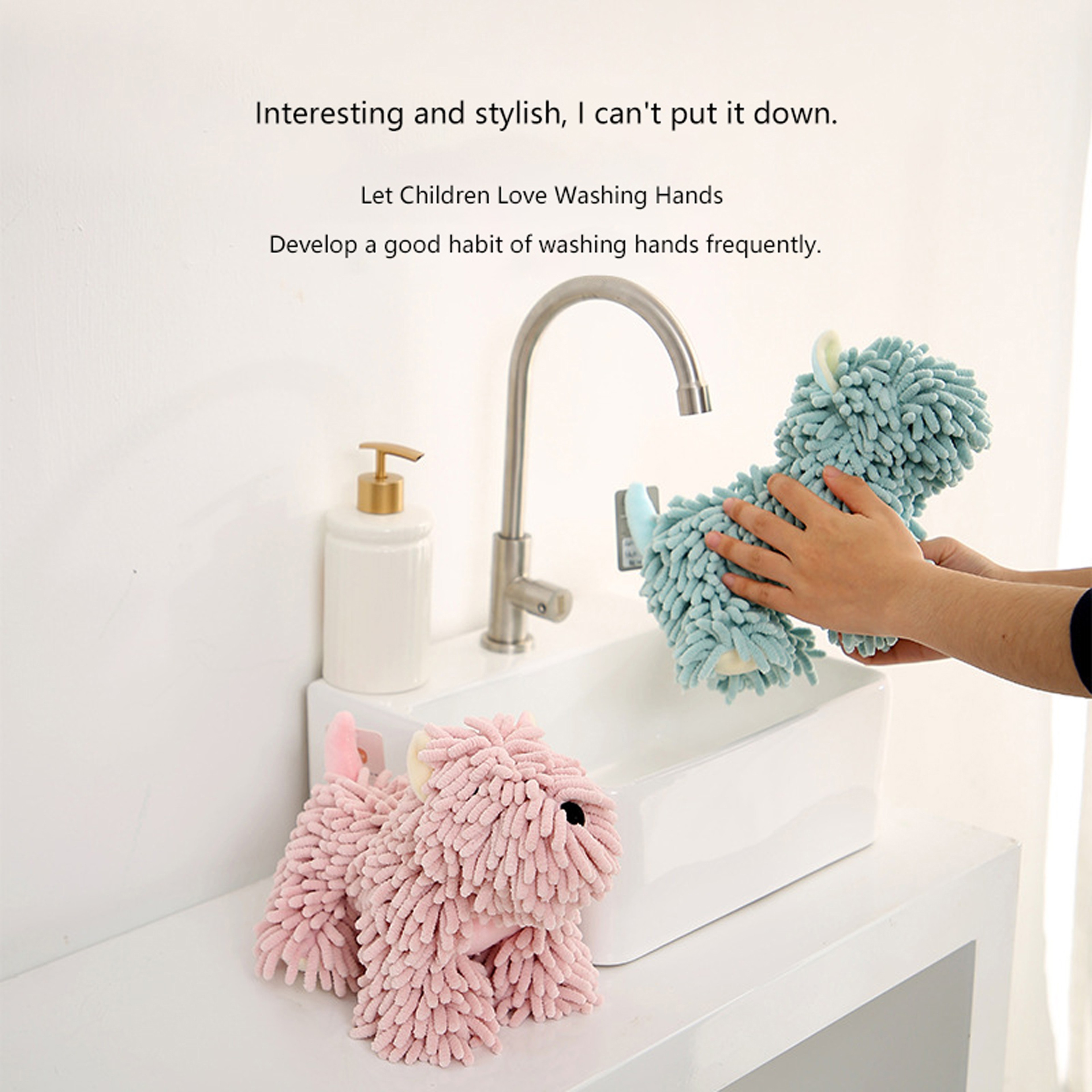 Cute Dog Chenille Hand Towel With Hanging Loop Soft Absorbent Bathroom  Kitchen Drying Towel 3