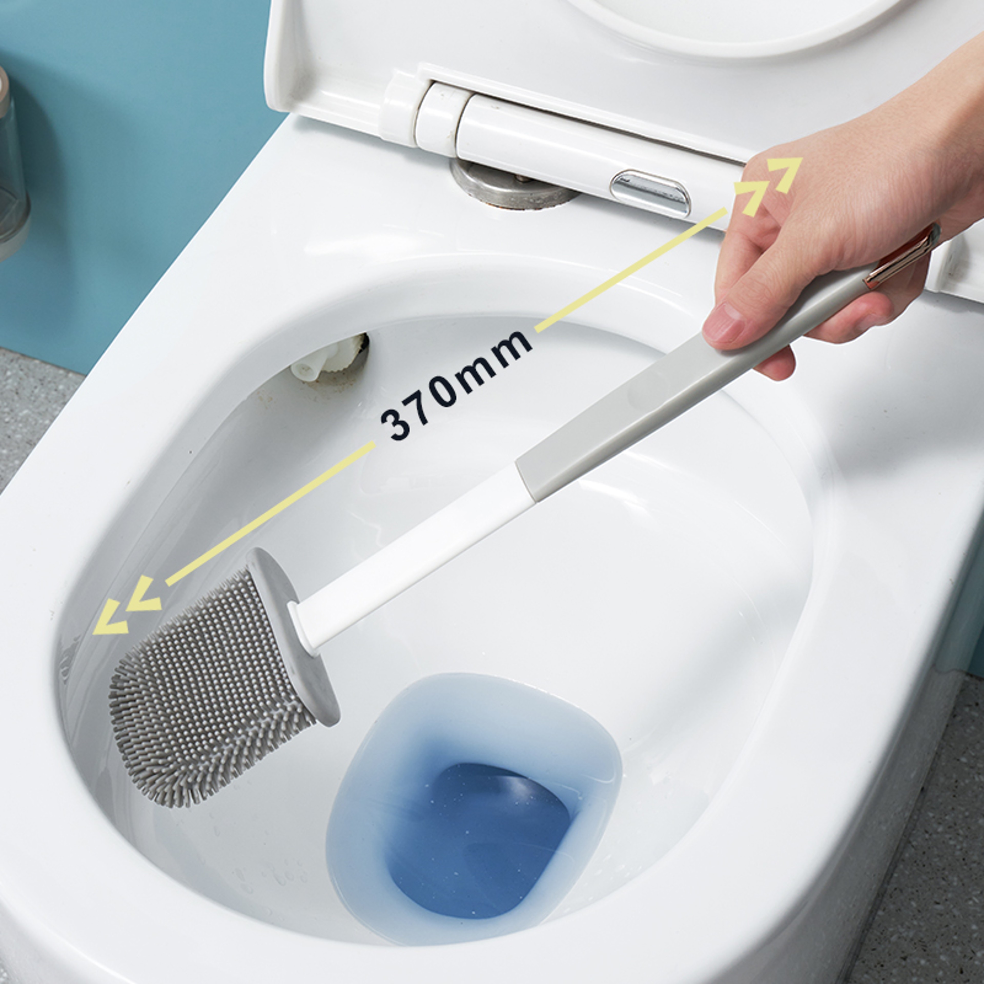 Silicone Toilet Brush With Holder Long Handle Bathroom Cleaning Brush 1