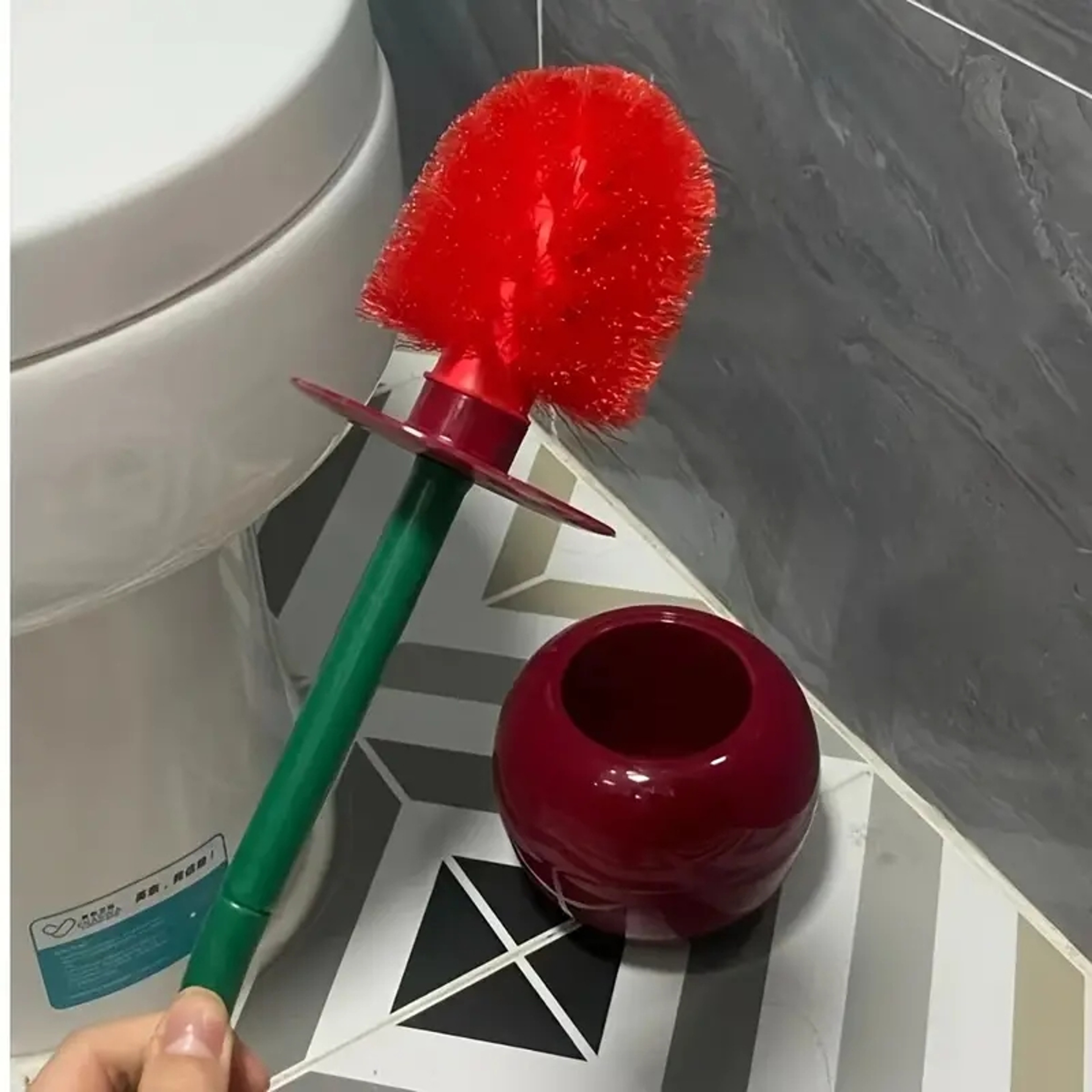 Cherry Long Handle Toilet Brush with Holder  Soft Bristle Toilet Brush for Deep Bathroom Cleaning – view 3