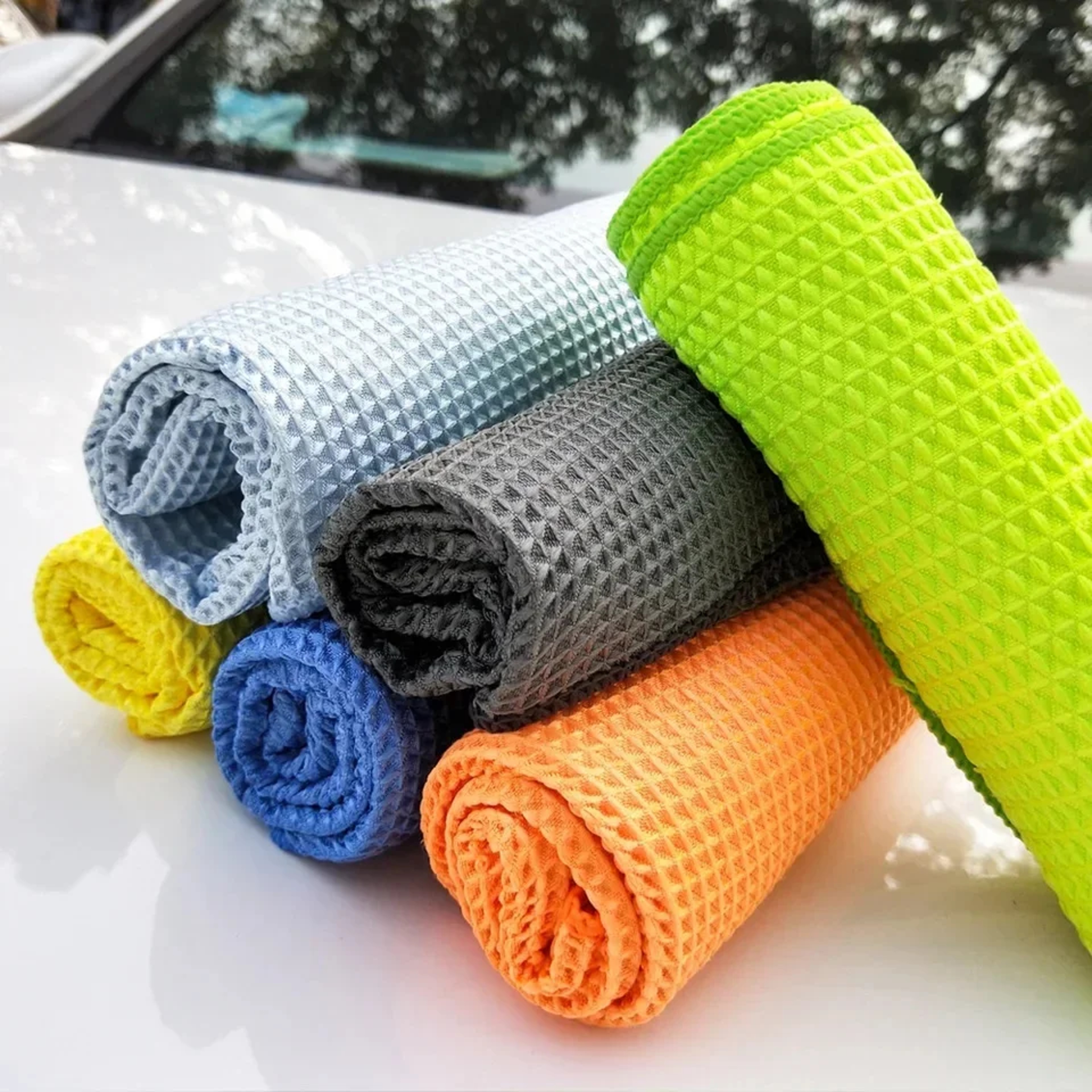 Premium Microfiber Glass Cleaning Cloth Pack Waffle Weave Car Drying Towels for Streak Free Auto Detailing – view 1