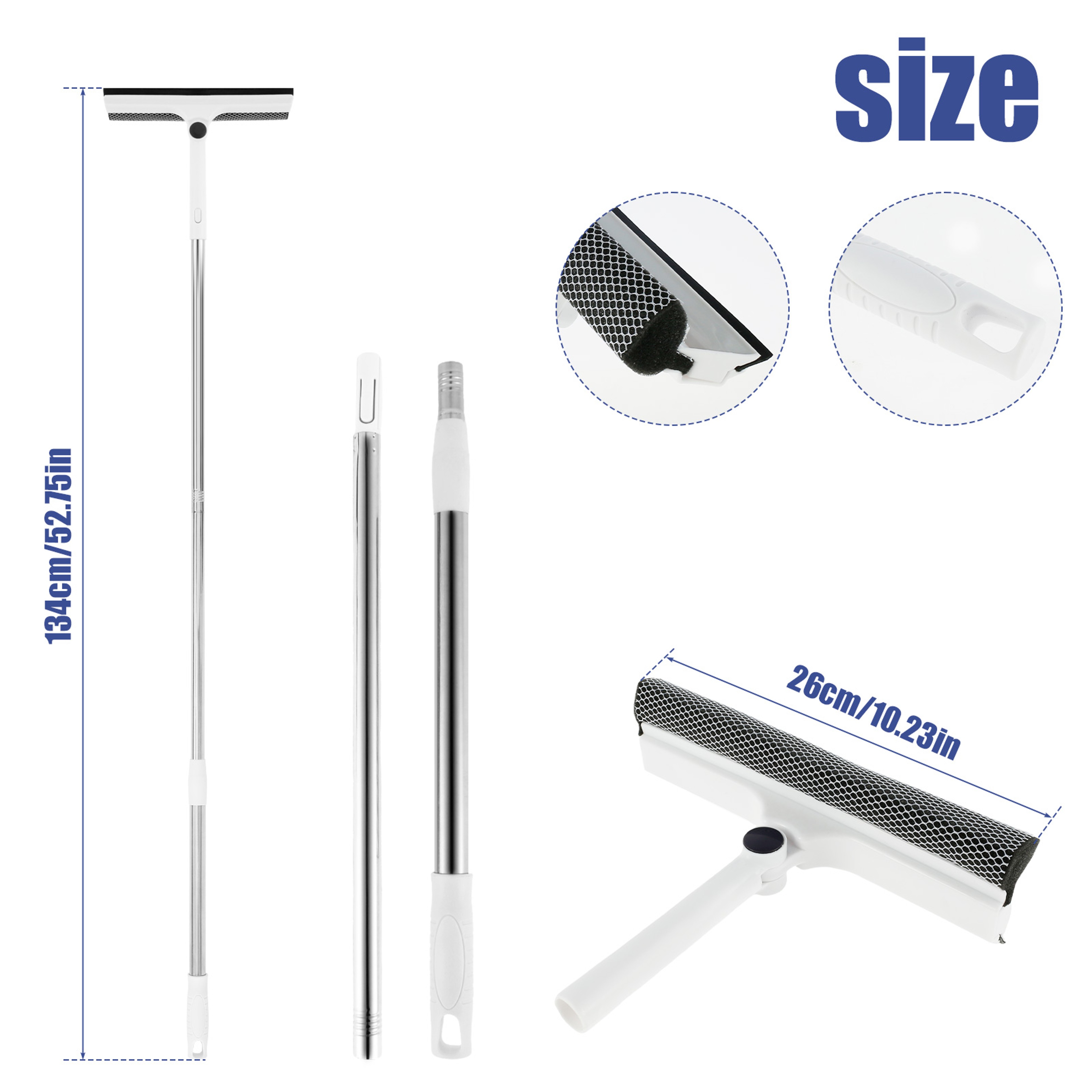 Window Cleaner with Extendable Handle, Window Squeegee & Rotating Scrubber – view 6