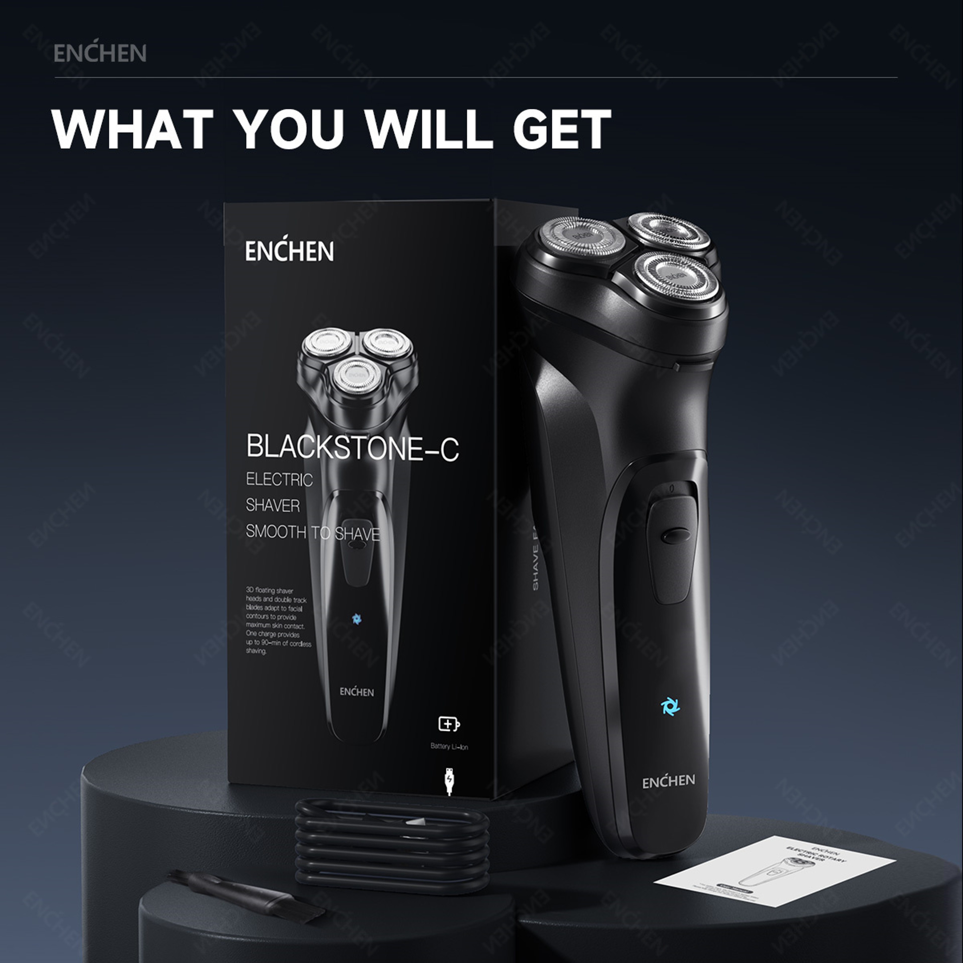 ENCHEN Blackstone Electric Shaver for Men with Rotary Blades USB Rechargeable Beard Trimmer – view 1