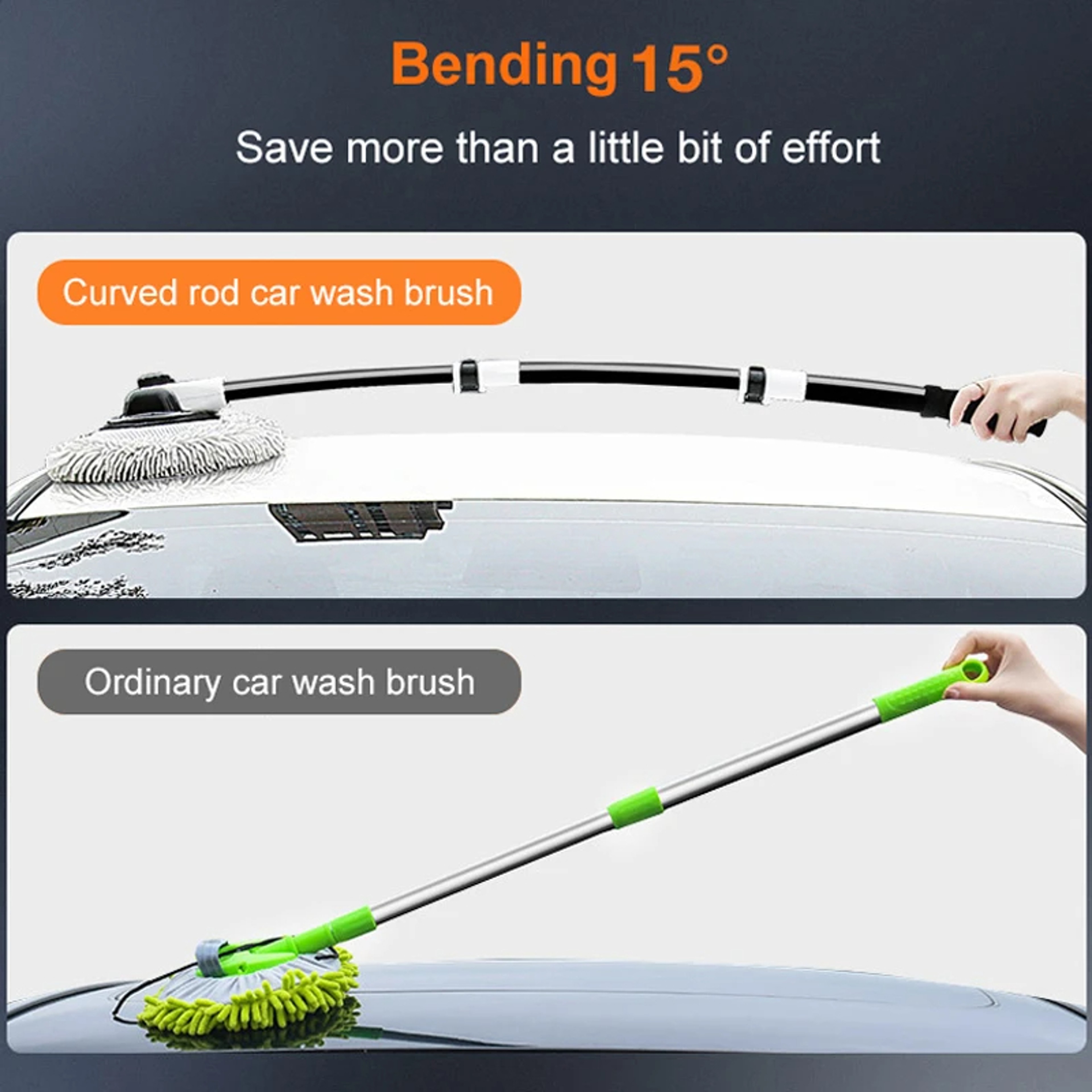 Telescoping Car Wash Brush With Soft Chenille Mop For ScratchFree Vehicle Cleaning 2