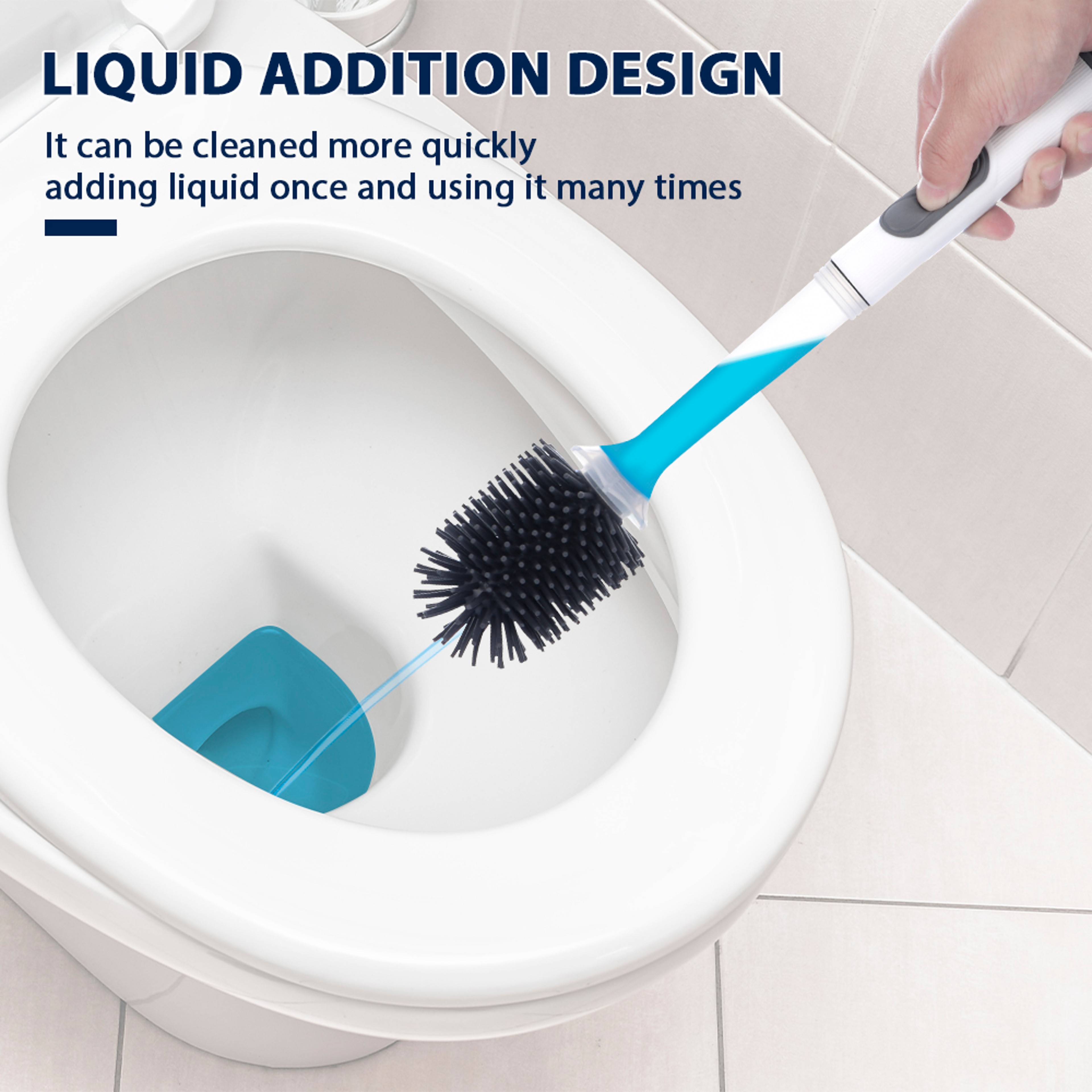 Water Spray Silicone Toilet Brush with Wall Mount & Long Handle Bathroom Cleaner – view 2