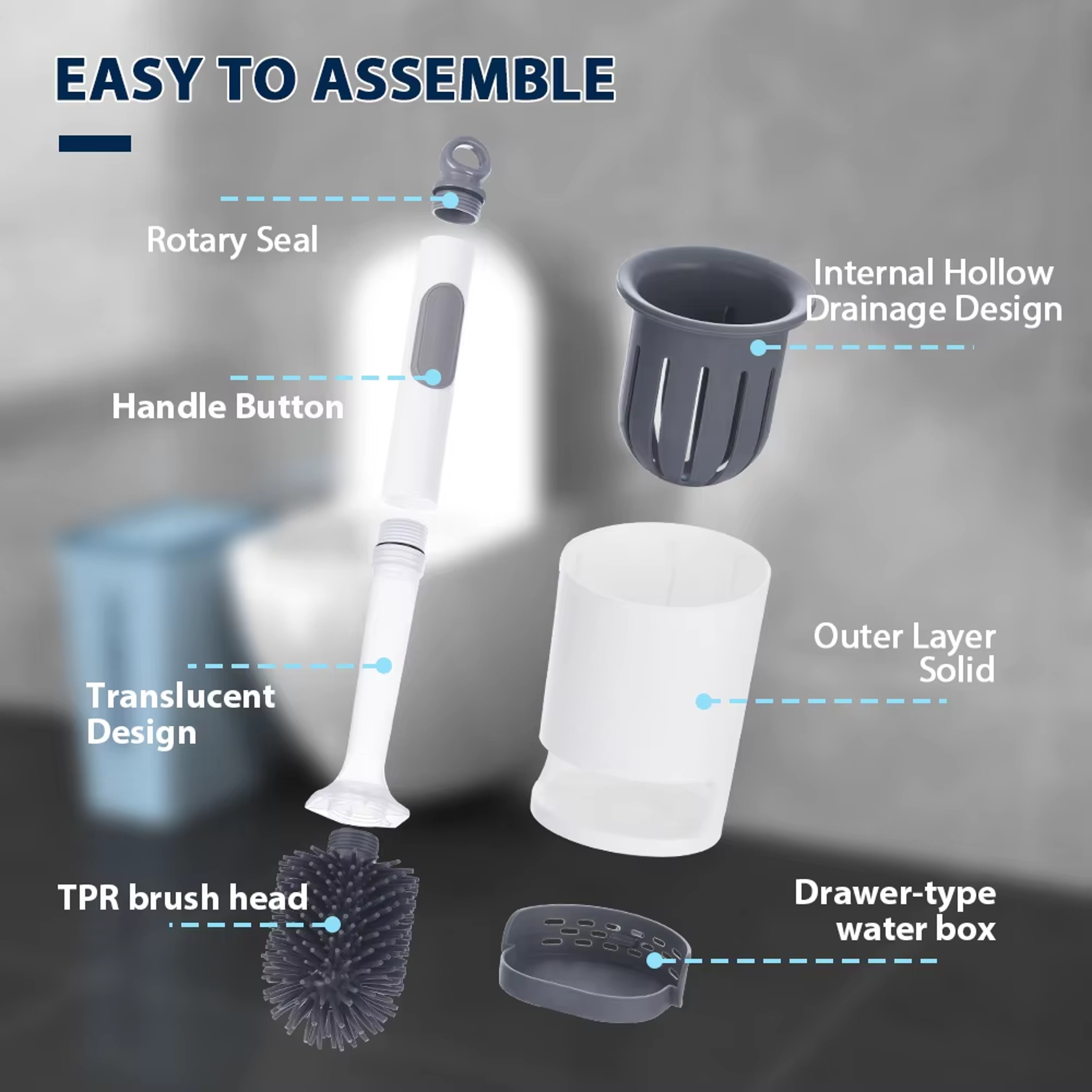 Water Spray Silicone Toilet Brush with Wall Mount & Long Handle Bathroom Cleaner – view 4