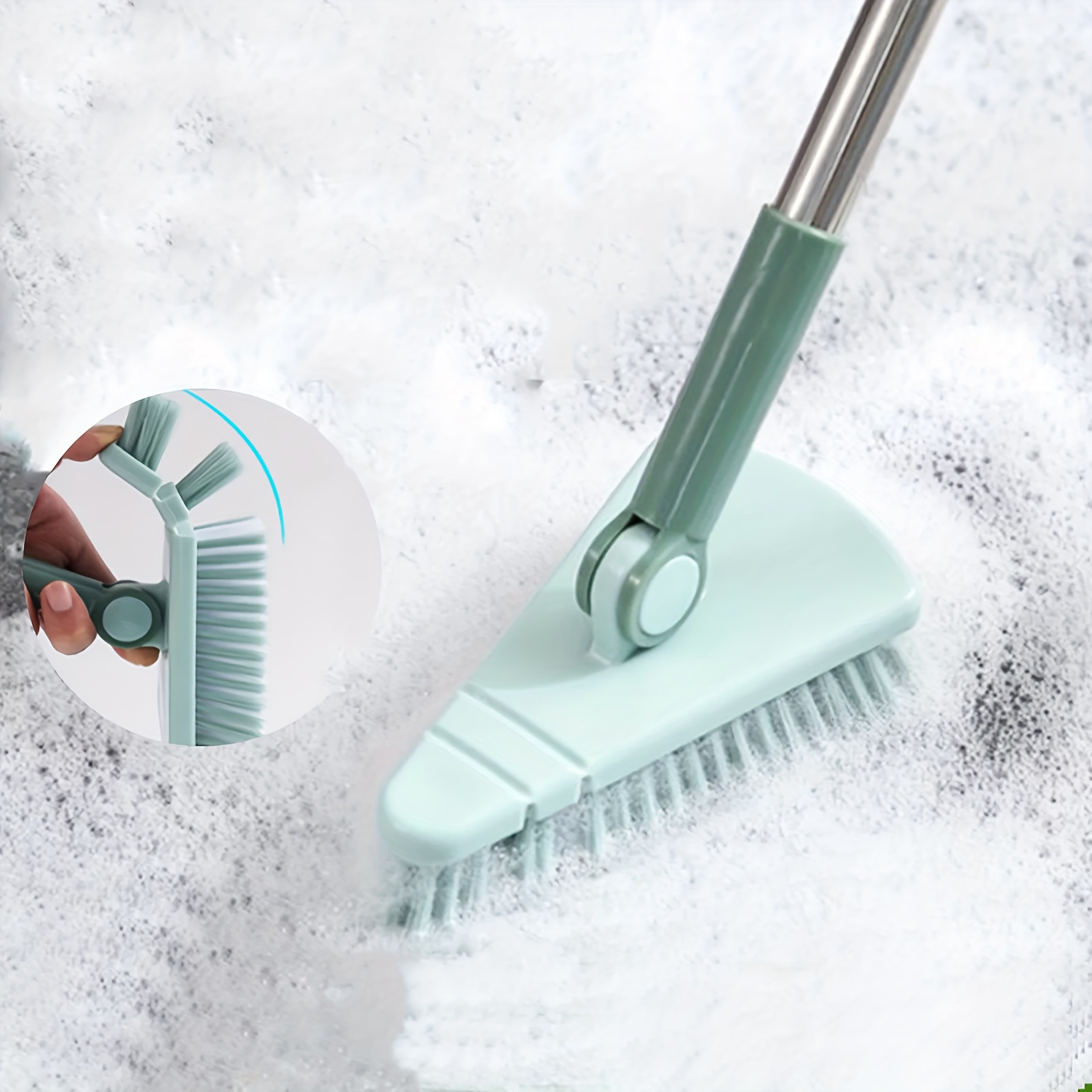 Triangle Floor Brush With Long Handle For Bathroom Kitchen  Tile Gap Cleaning 3