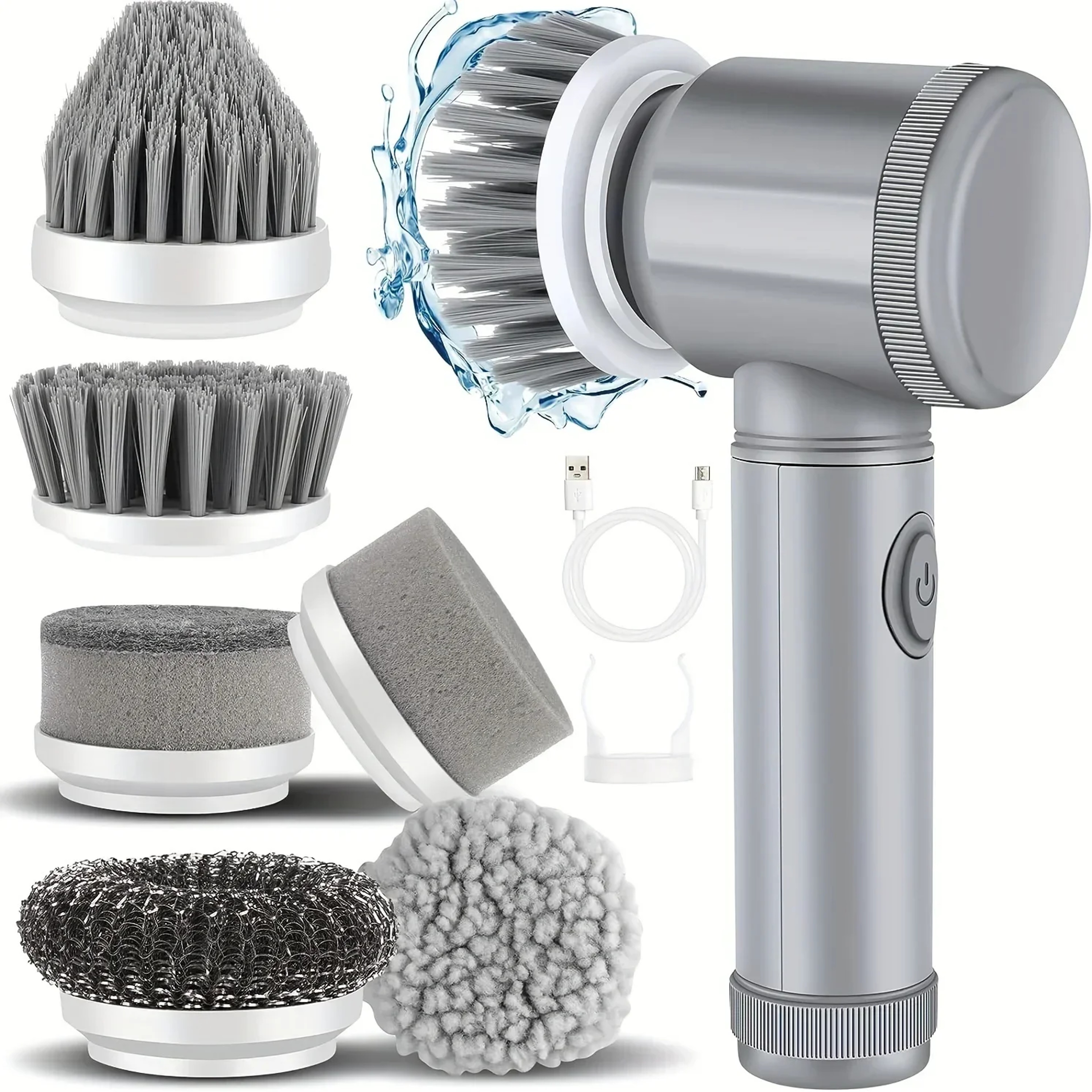 Cordless Electric Spin Scrubber with 6 Brush Heads for Bathroom Kitchen Tile & Car Cleaning – view 1