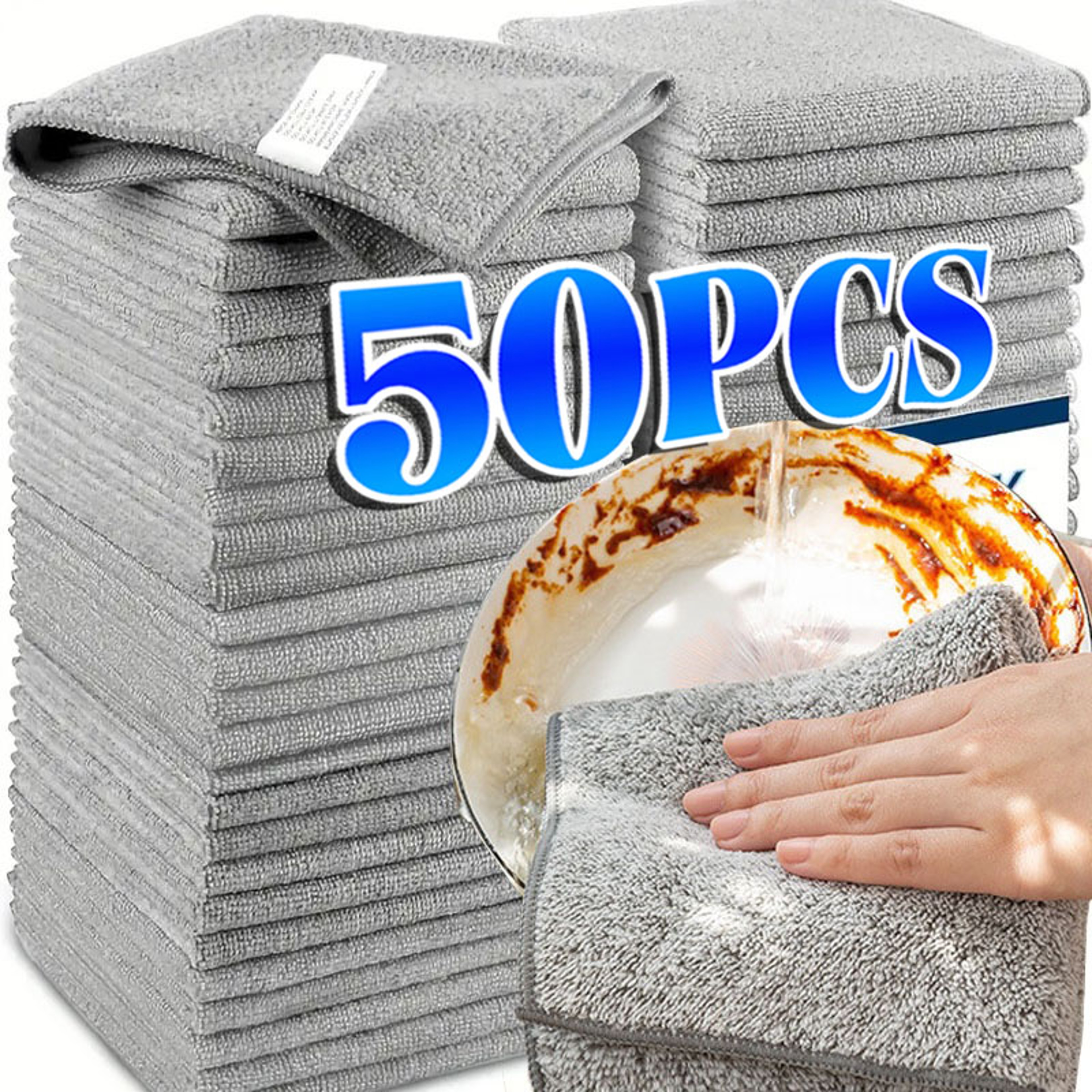 Bamboo Charcoal Microfiber Cleaning Cloth Super Absorbent Kitchen Dish Rag – view 1