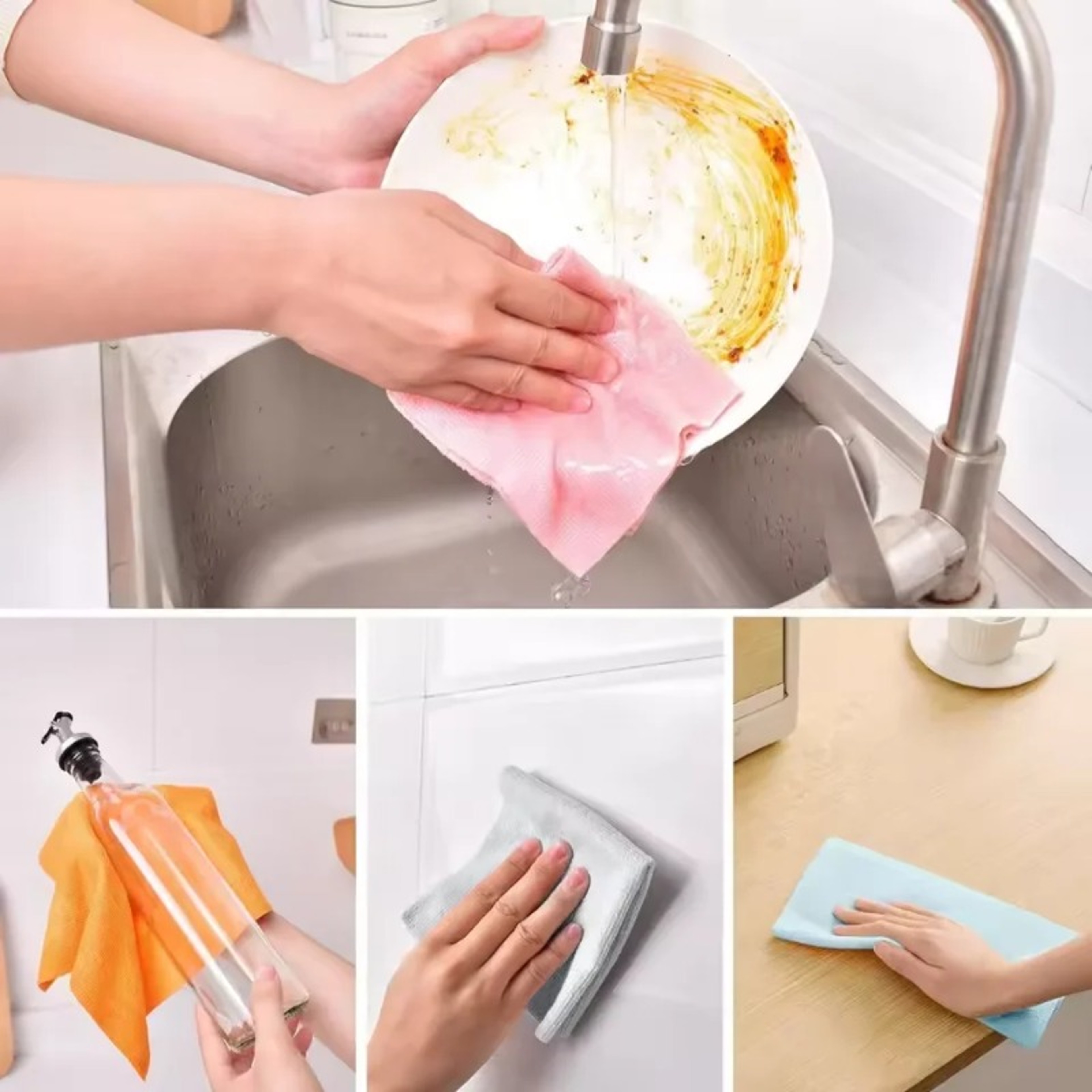 Reusable Cleaning Wipes Roll Sheets Microfiber Cleaning Cloth Paper Towel Replacement – view 3