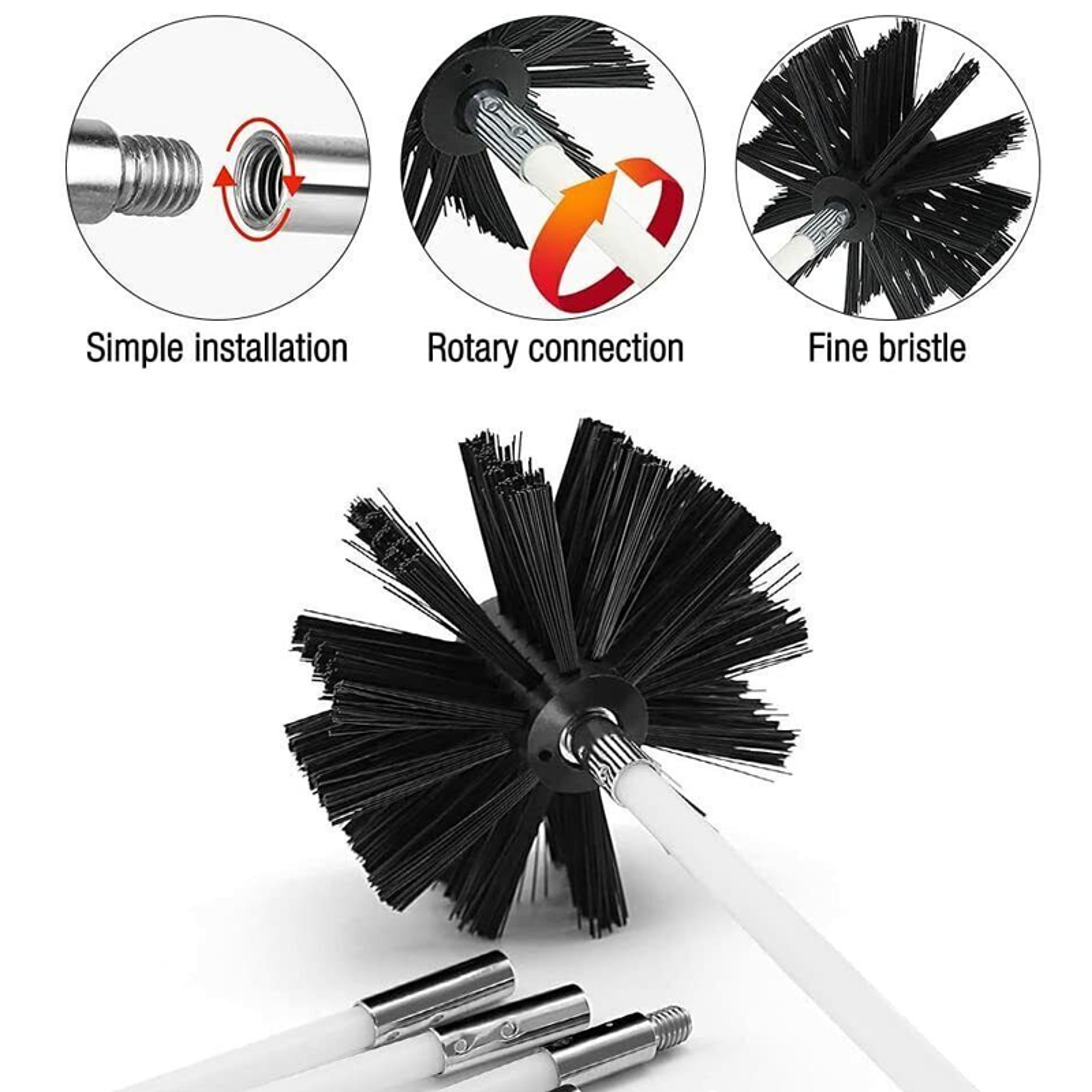 Flexible Chimney Sweep Kit With Rotary Chimney Cleaning Brush  Flexible Rods For Fireplace Flue Cle 2