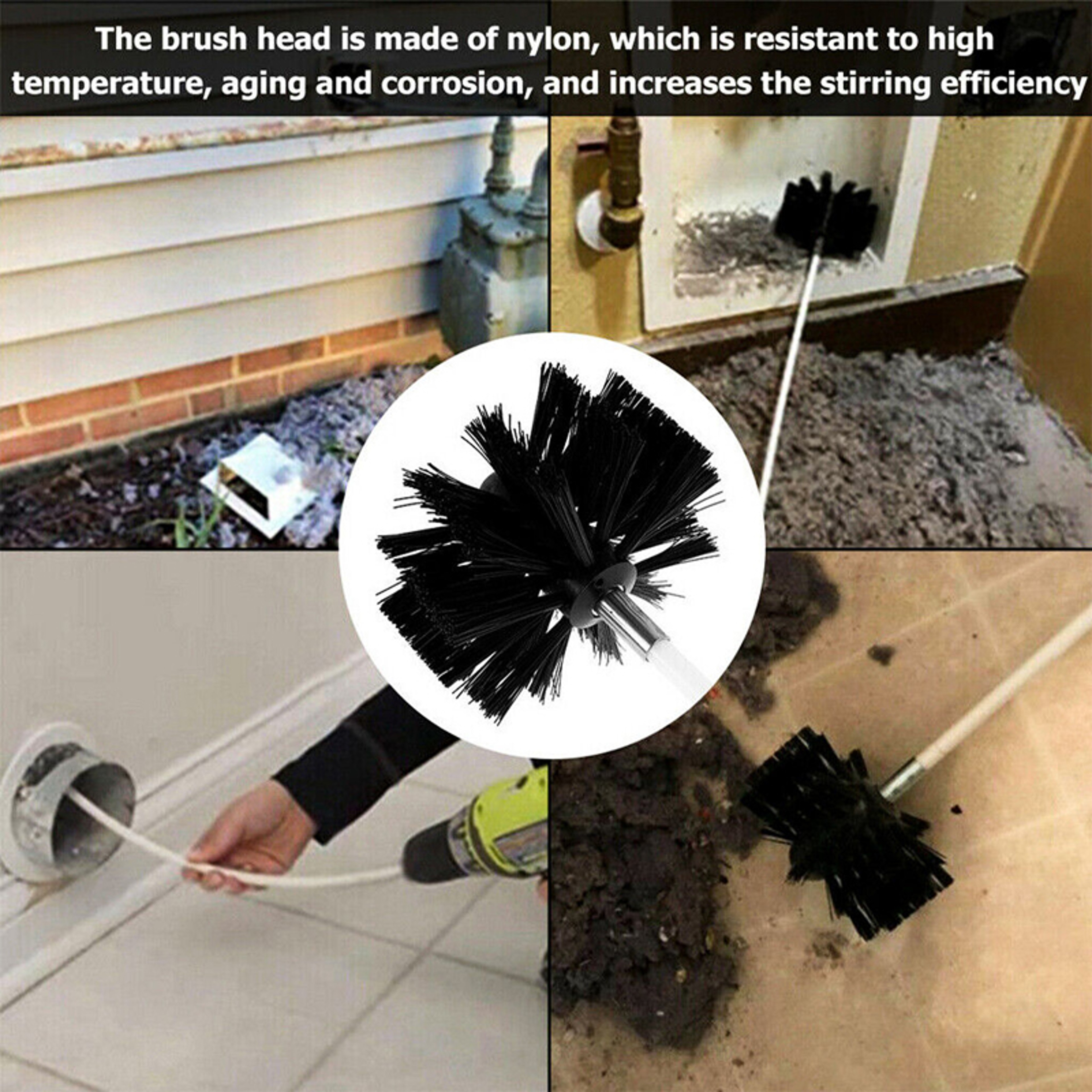 Flexible Chimney Sweep Kit With Rotary Chimney Cleaning Brush  Flexible Rods For Fireplace Flue Cle 3