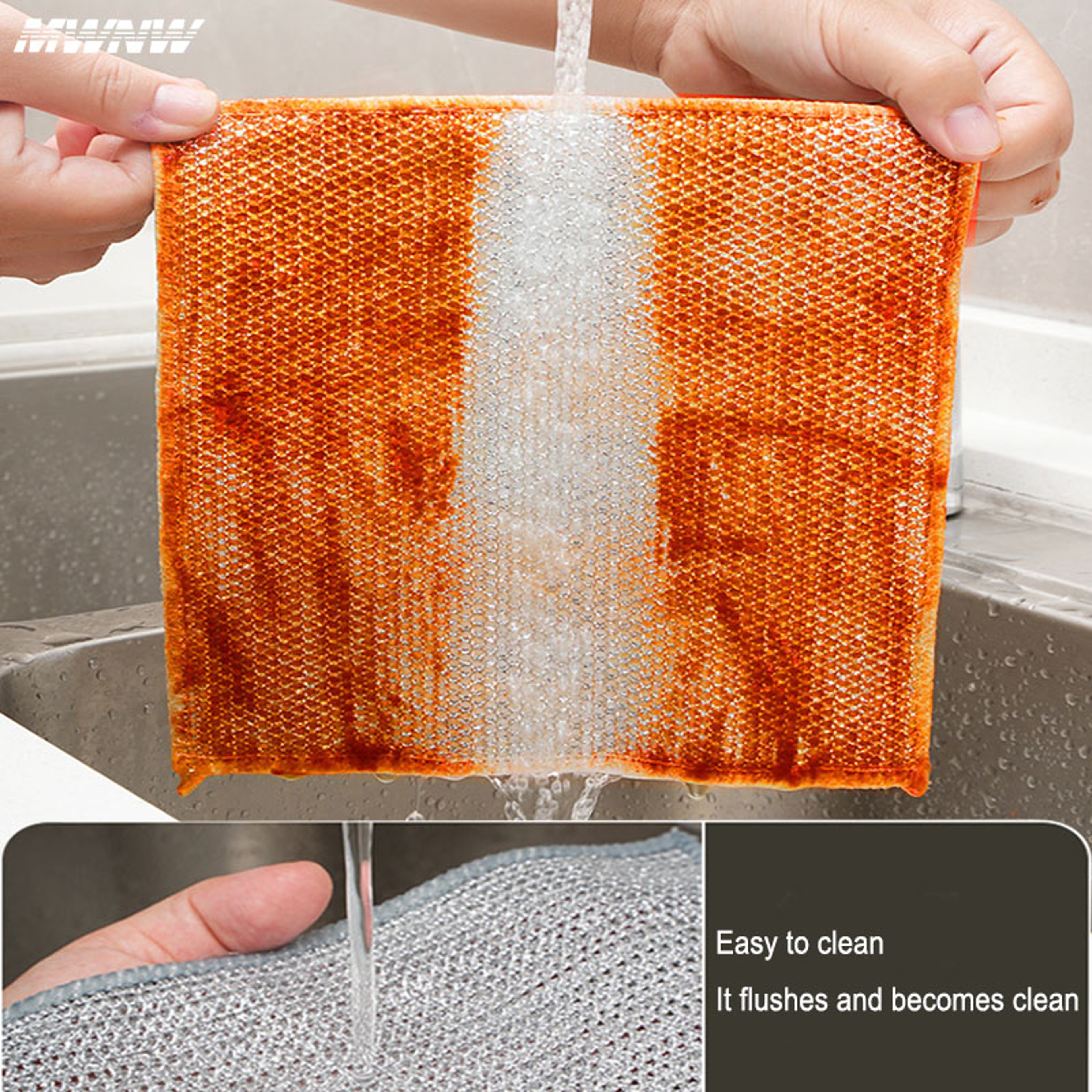 Wire Dishcloth Microfiber Kitchen Cleaning Cloth Set With Built In Sponge For Tough Grease  Daily C 3