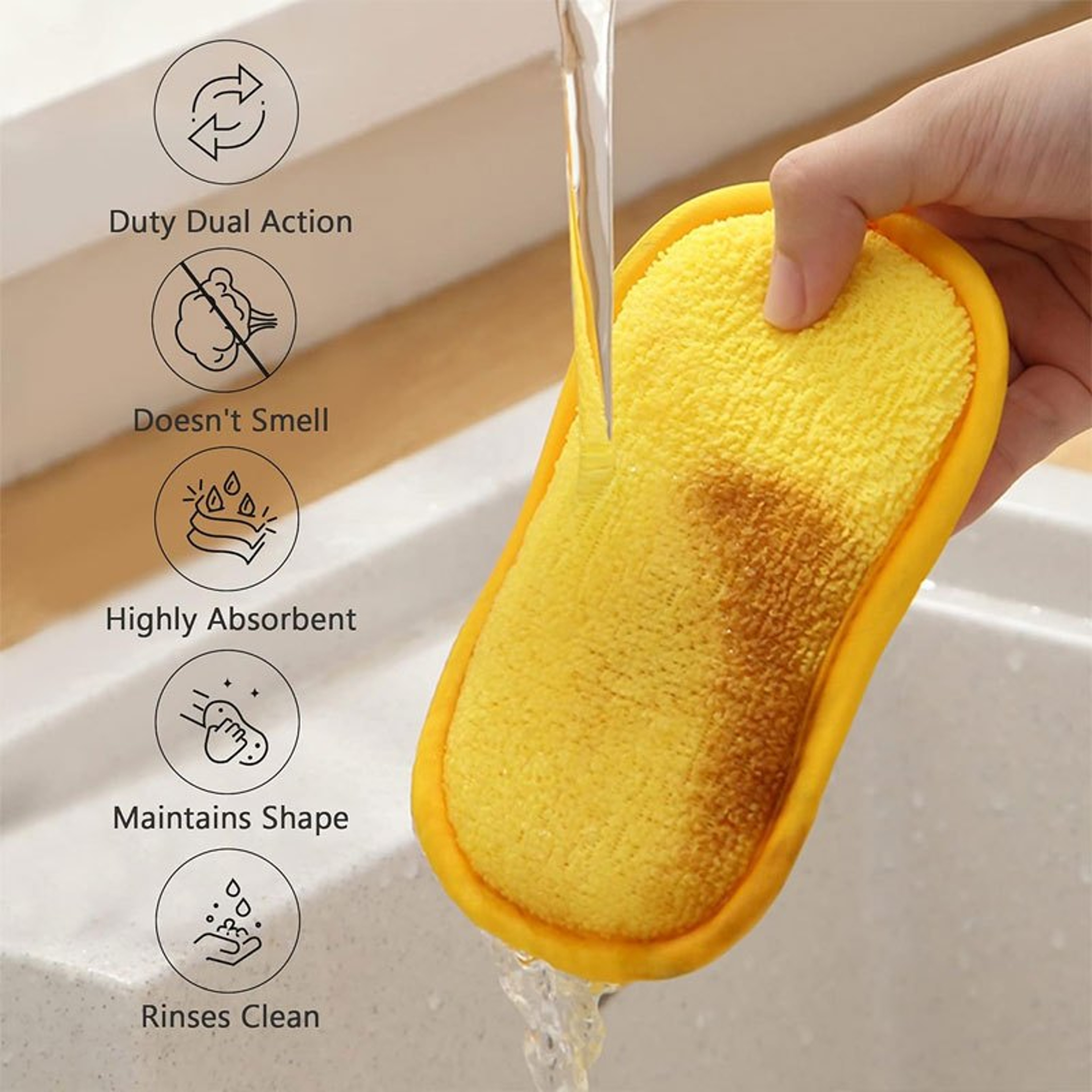 Reusable Sponge Kitchen Cleaning Sponge for Dishes, Bathroom & Multi Surface Scrubbing – view 2