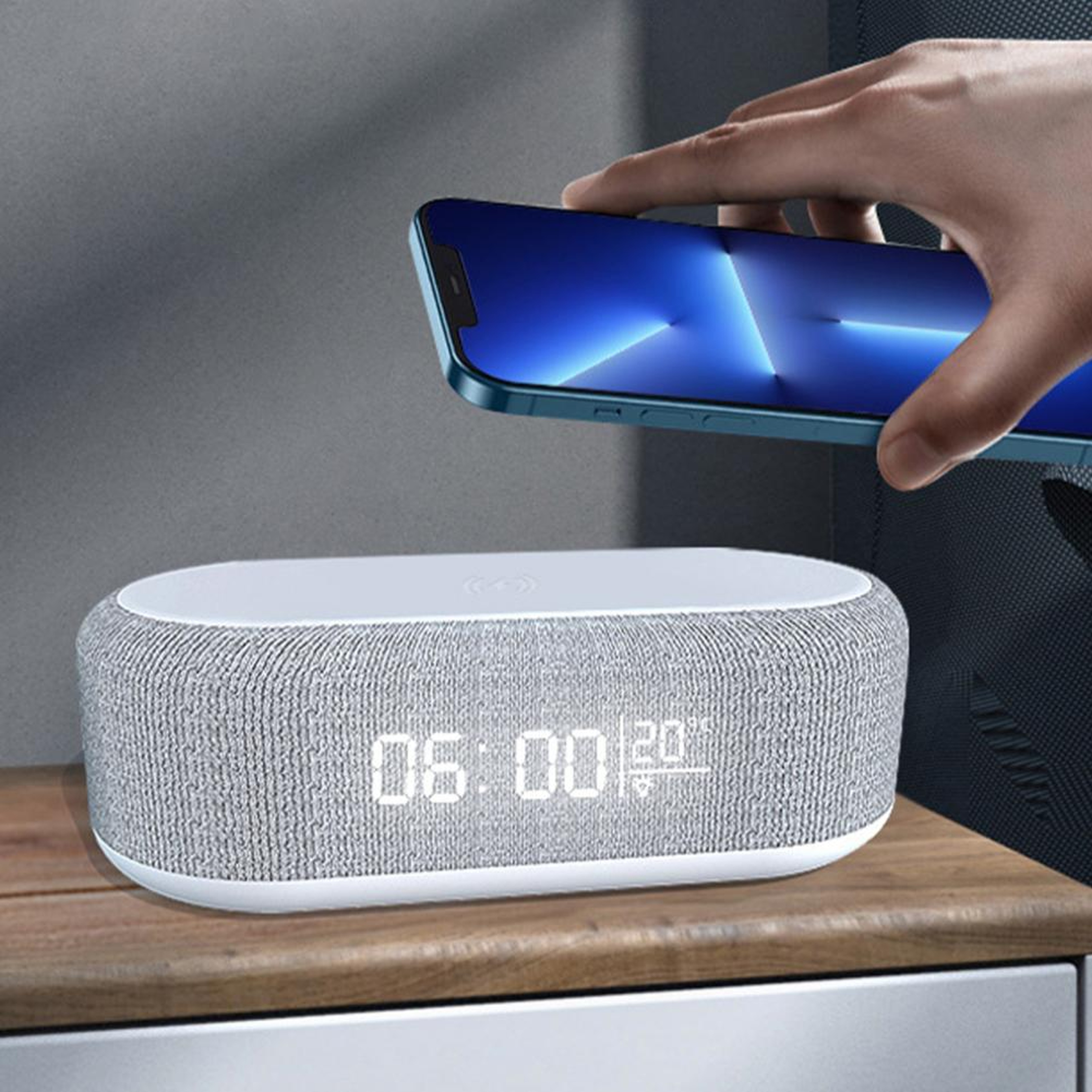 Sunrise Wireless Charging Alarm Clock with Dimmable LED Display for Bedside – view 1