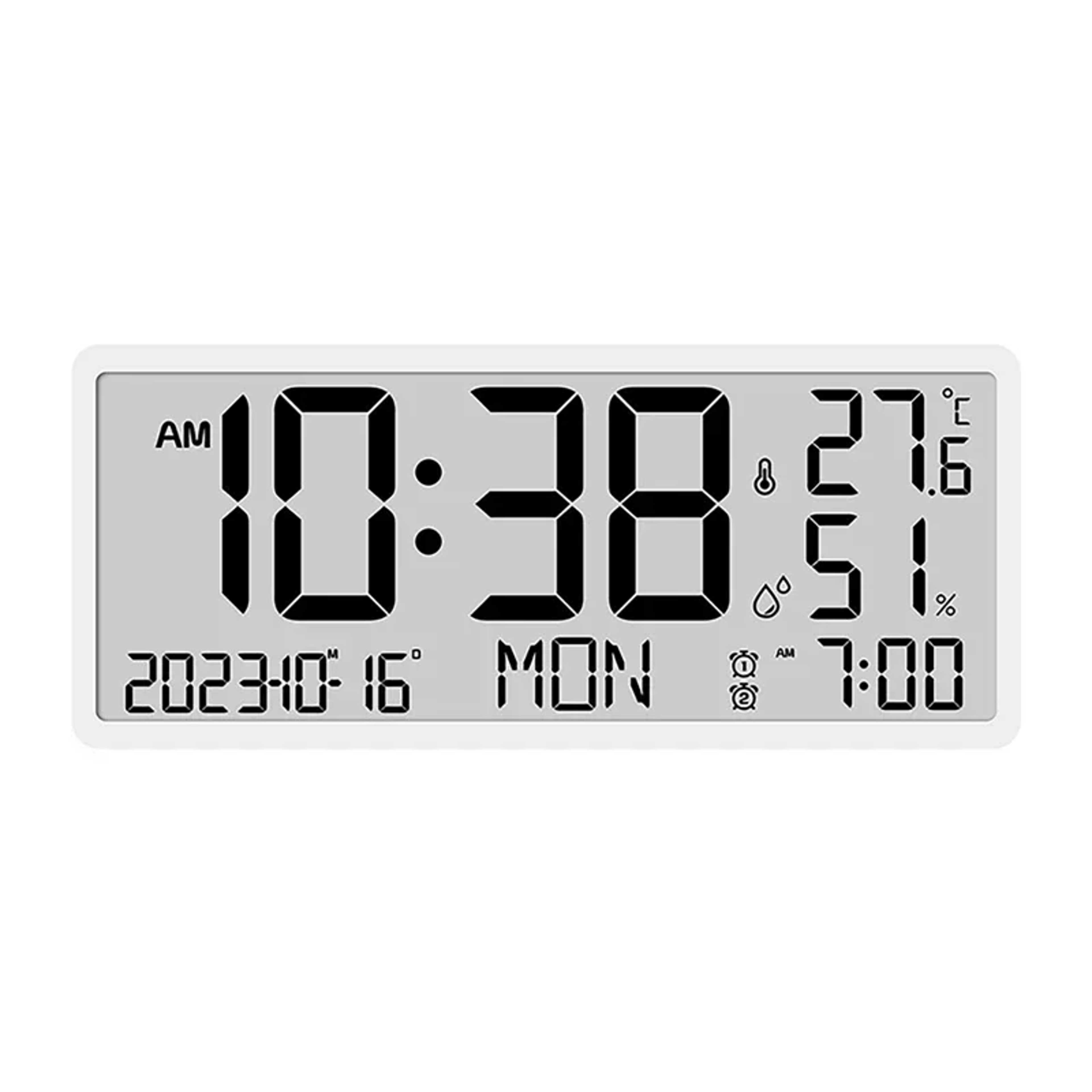 Large Digital Wall Clock with Temperature & Humidity Display Battery Powered LCD Calendar Clock – view 7