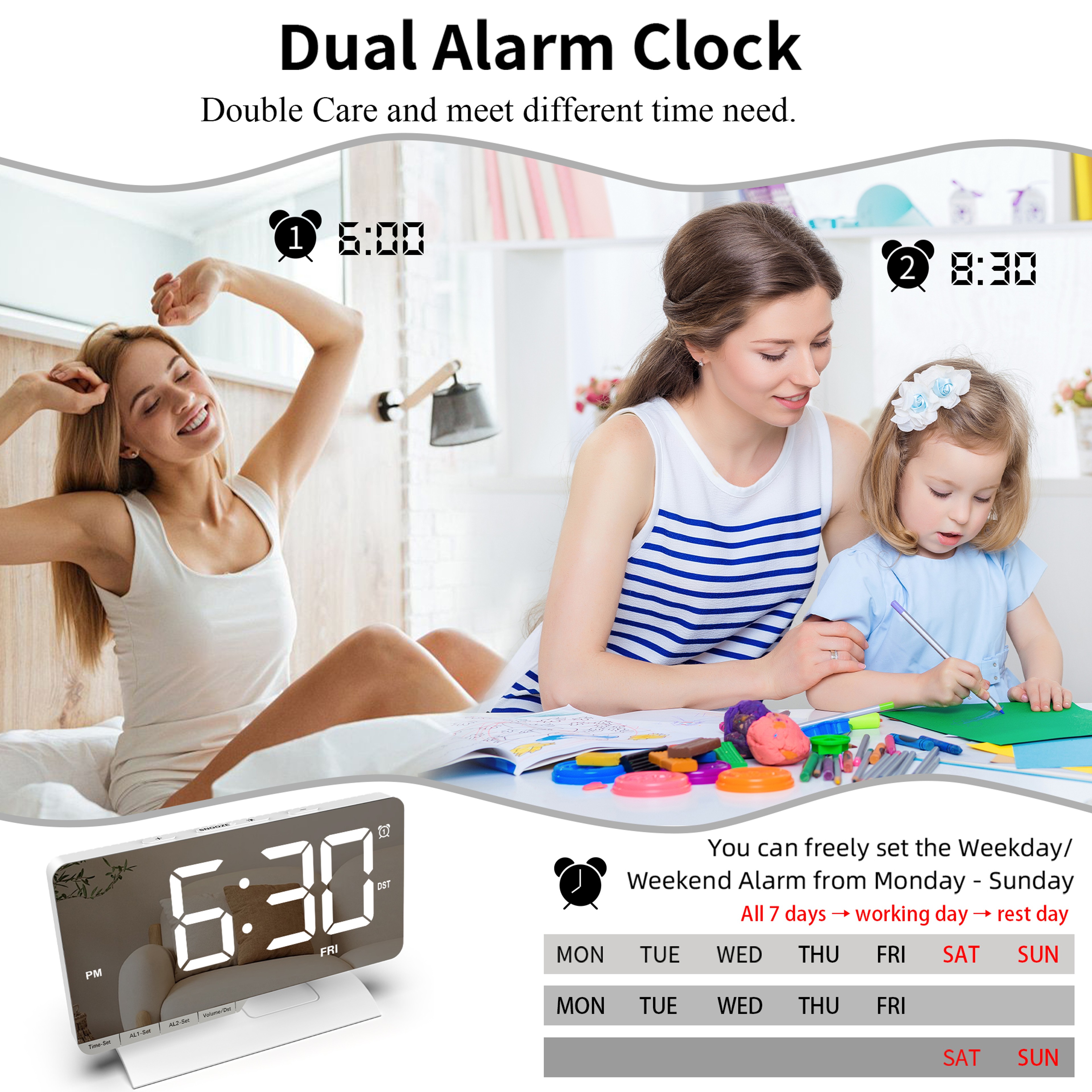 Smart Adhan Prayer Clock with Large LED Display, Auto Dimming & Digital Alarm for Home and Bedroom – view 5